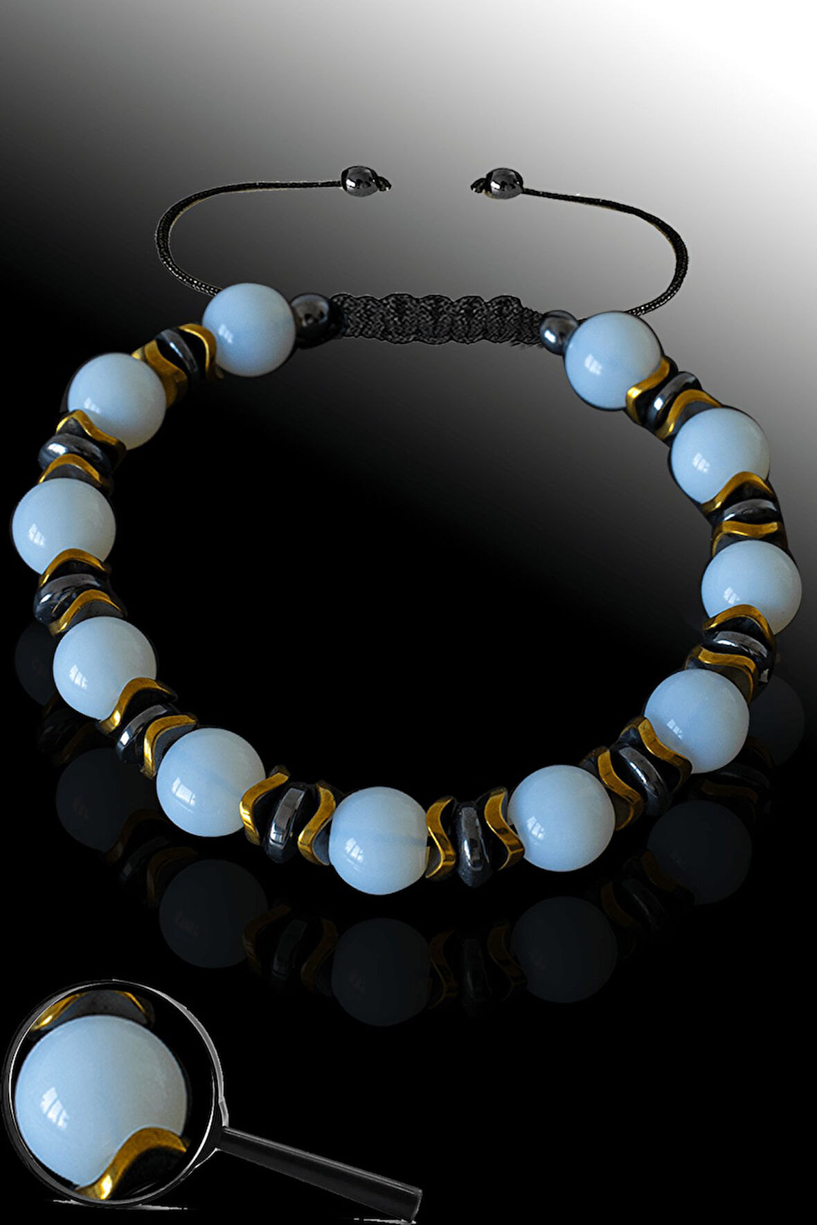 Sertifikalı Gold Hematitli Opal Taşı Bileklik - Ayarlamalı