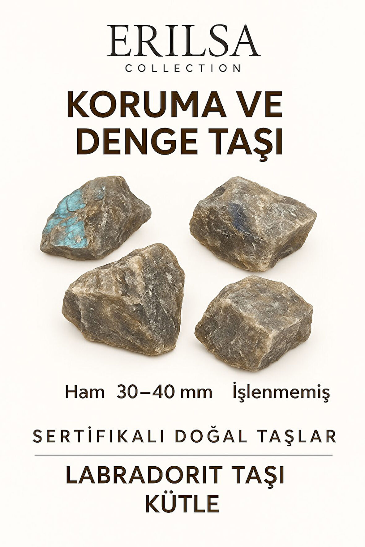 Sertifikalı Ham İşlenmemiş Labradorit Taşı Kütle – El Taşı Spiritüel Koruma Işık Yükseltici Enerji
