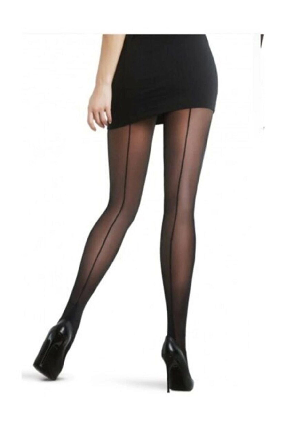 Kadın Arkası Çizgili Desenli 20 Denye Külotlu Çorap