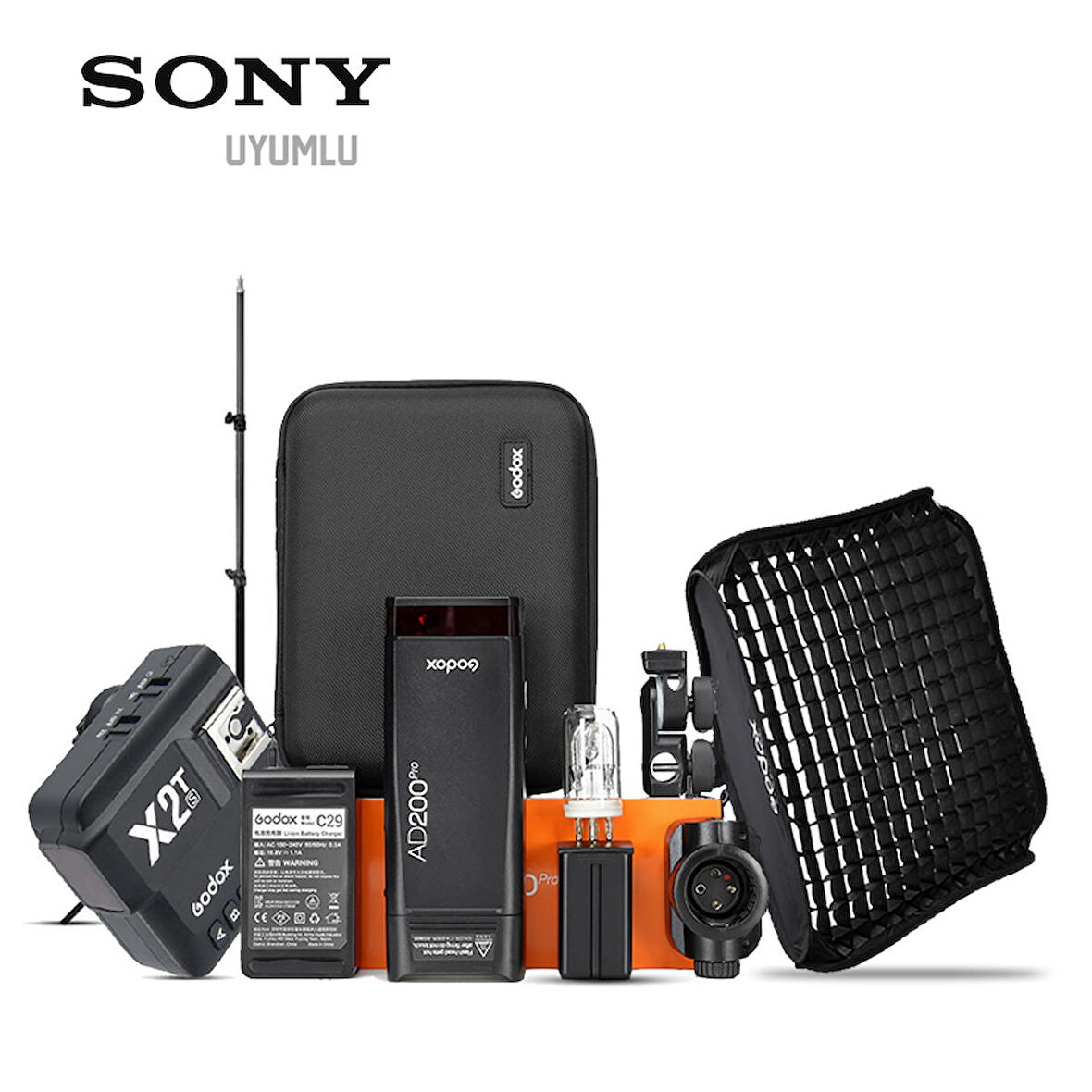 Godox AD200Pro Mobil Flaş (200W) Full Kit 5 Bundle (Sony Uyumlu)