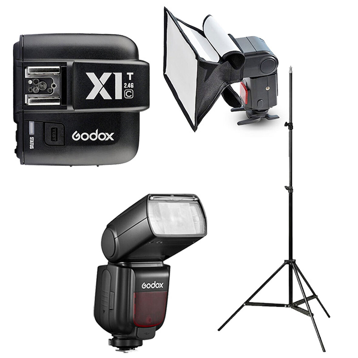 Godox TT685II-C Canon Flaş Full Set (Tepe Flaş + X1 Tetikleyici + Işık Ayağı + 20x30 Softbox)