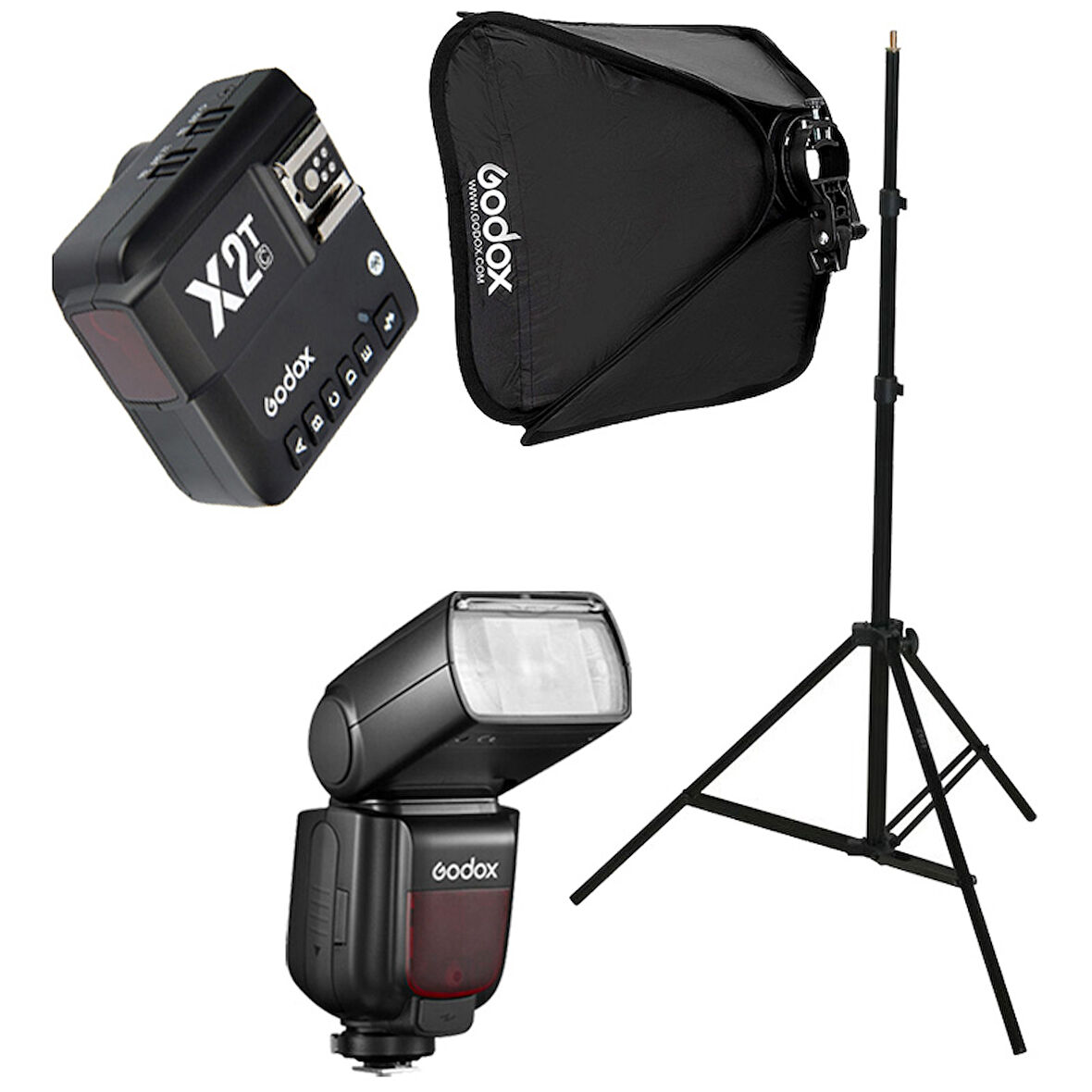 Godox TT685II-C Canon Flaş Full Set (Tepe Flaş + X2T-C Tetikleyici + Işık Ayağı + 40x40 Softbox)