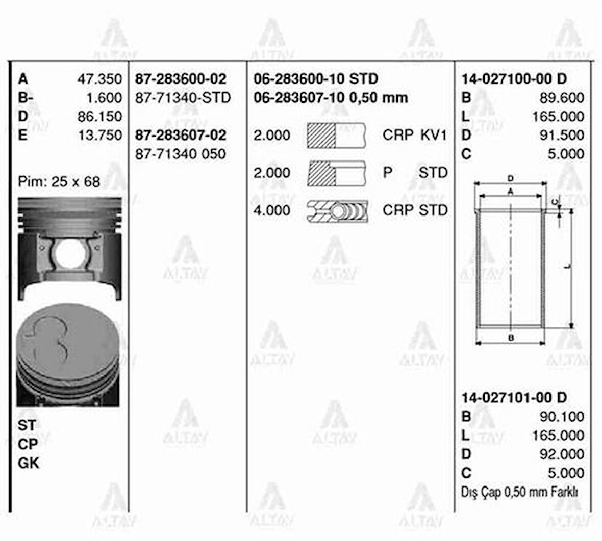 Goetze 06-283600-10 Segman Jp Rf E2200-Besta 86mm 86-94 2X2X4 OK7Y111SC0