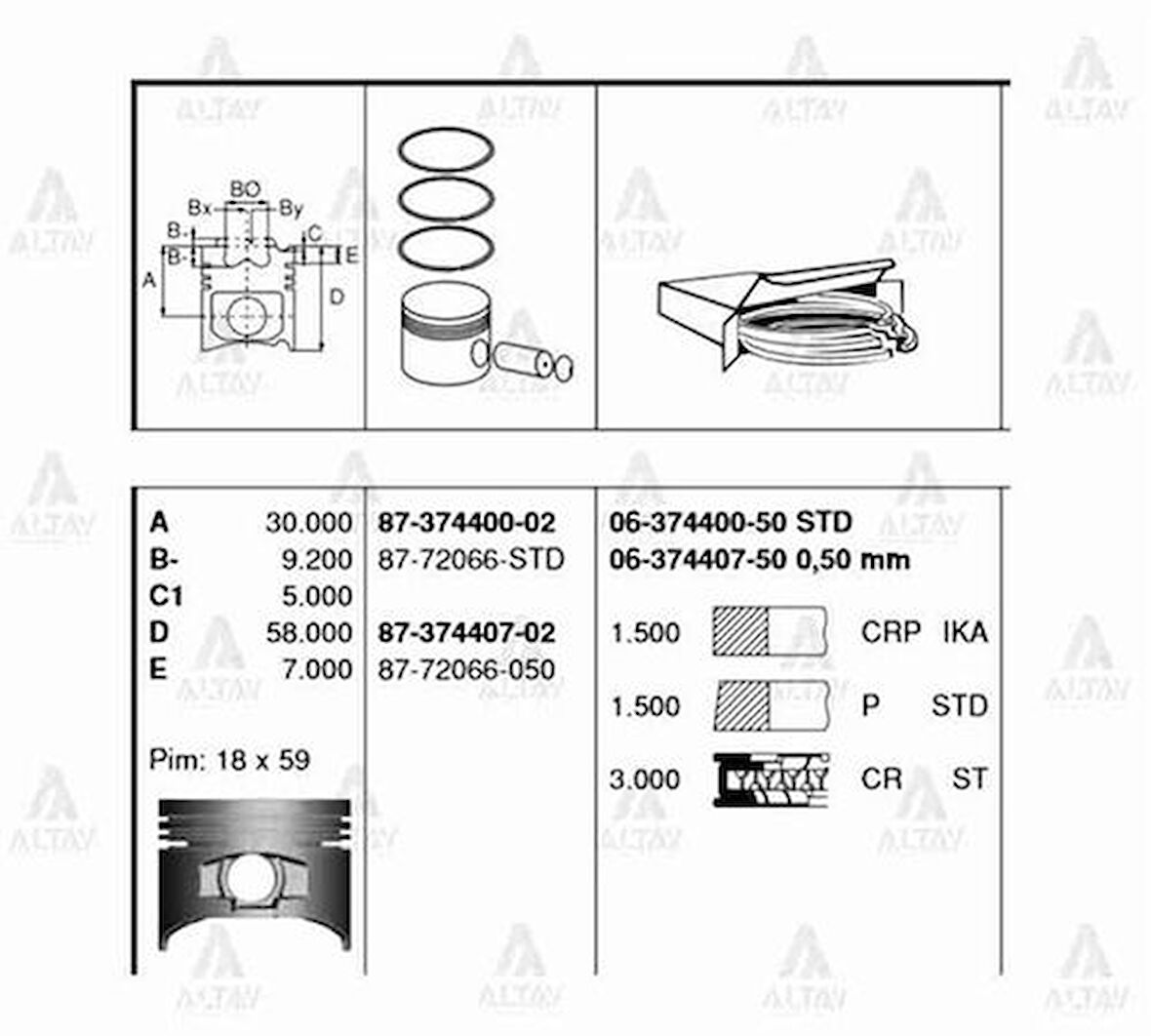 Goetze 06-374400-50 Segman Jp 2E Corolla 1.3 73mm 637440050