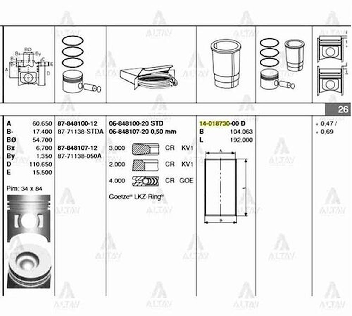 Goetze 06-848100-20 Motor Segmanı H350TD (100mm) (3 2 4) 2304041400