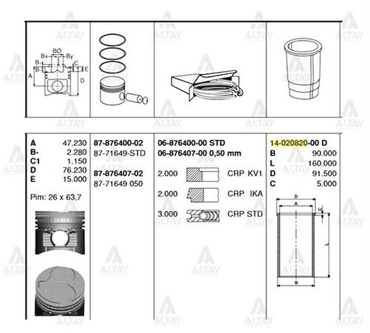 Goetze 06-876400-00 Segman Japon Nissan Segman Vanette Ld23 87mm Bm Bm 687640000