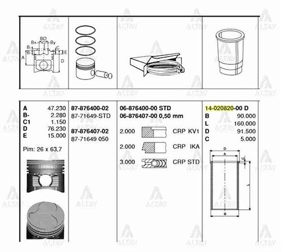 Goetze 06-876407-00 Segman Japon Nissan Segman Vanette Ld23 87.50mm Bm Bm 687640700