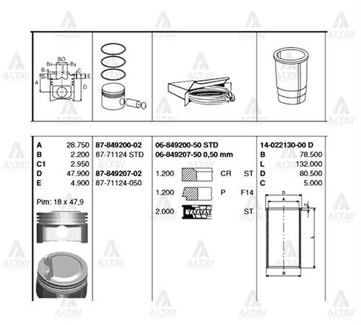 Goetze 87-71124-050 Motor Piston Segman 050 Accent Era 1.4 Benzinli 2006-Rio 1.4 Benzinli 2005-76mm 87-71124-050