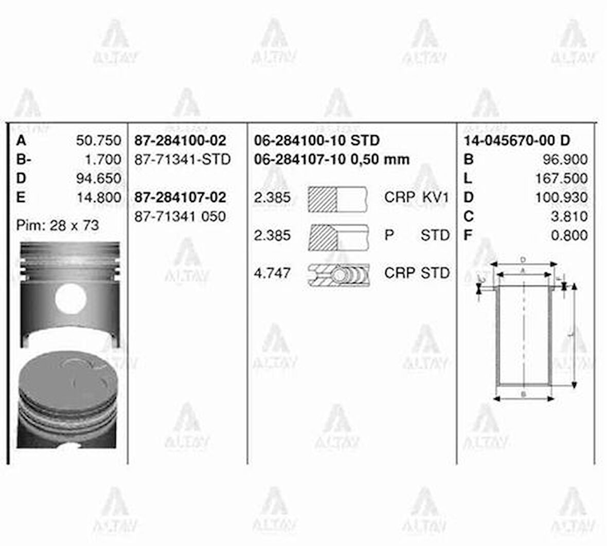 Goetze 87-71341-STD Piston Segman Jp Ceres 2.200 88.90mm K6ZO11SAO