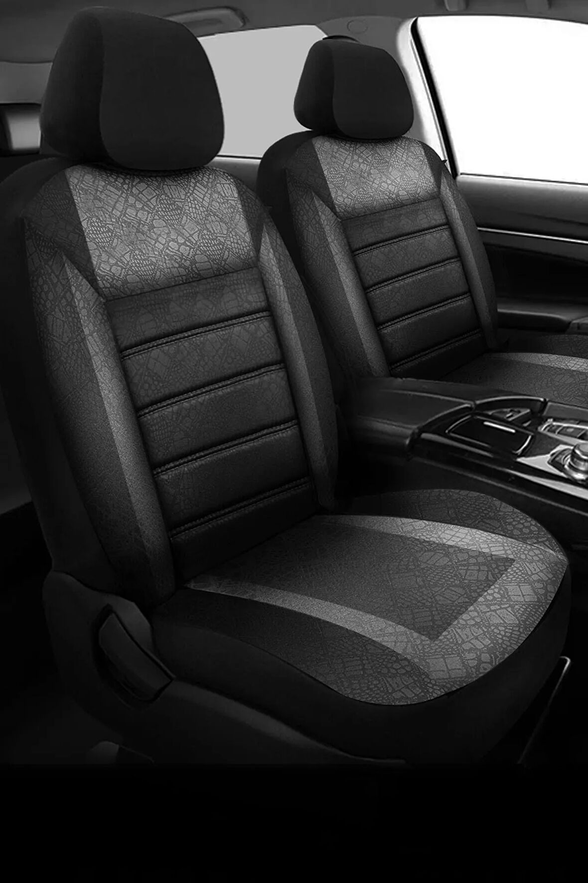 Ford Fusion UYUMLU TAM SET Gofya Füme Oto Koltuk Kılıfı - Ön Arka Tam Set