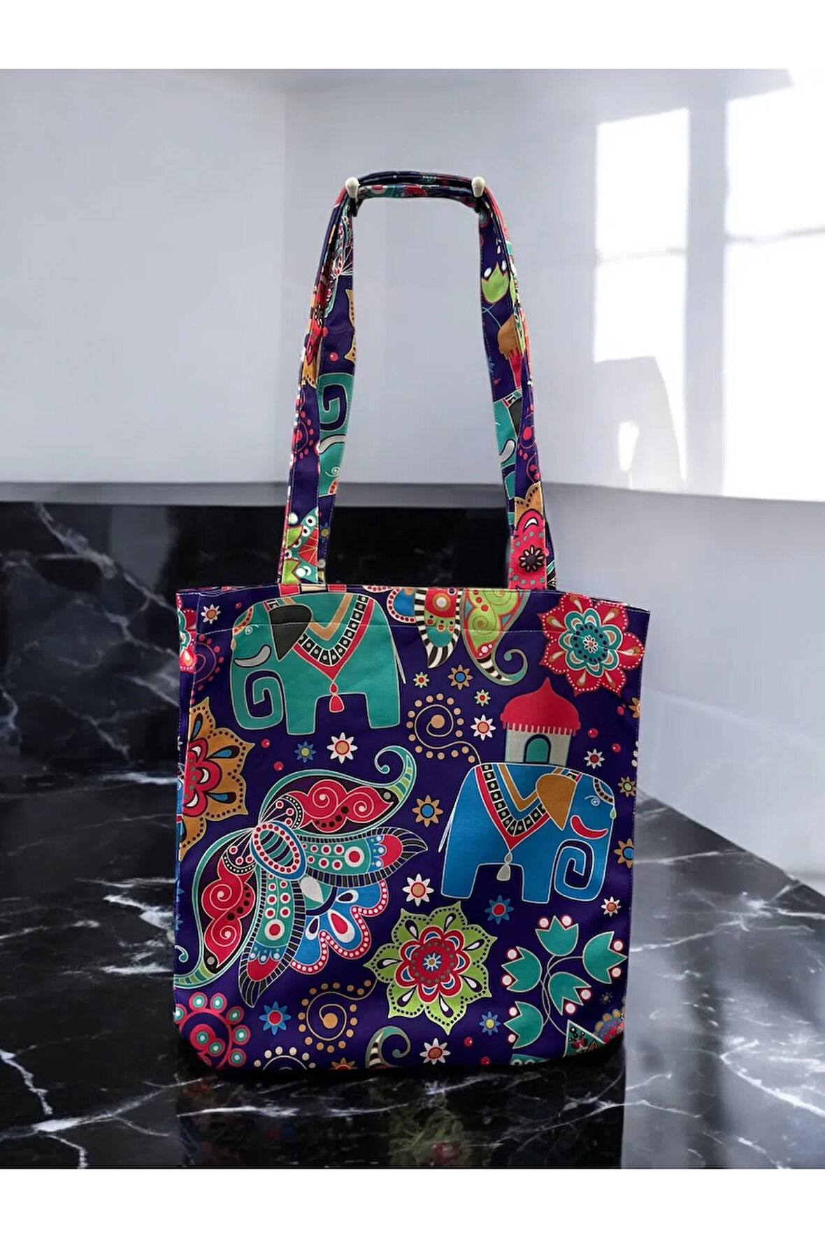 Körüklü Mıknatıs Çıtçıtlı Kumaş Çanta Bez Çanta Kol & Omuz Çantası