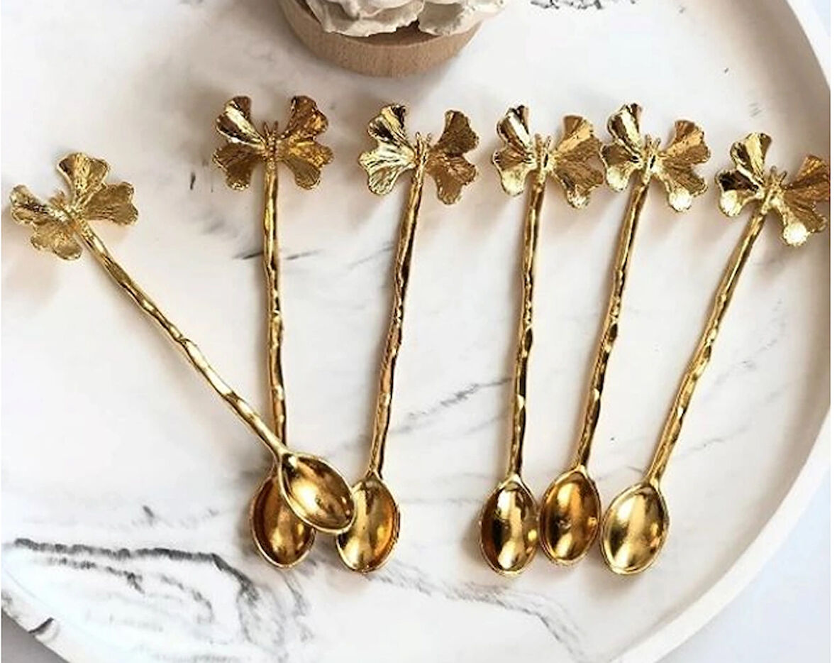 GOLD KELEBEK 6 LI ÇAY KAŞIĞI