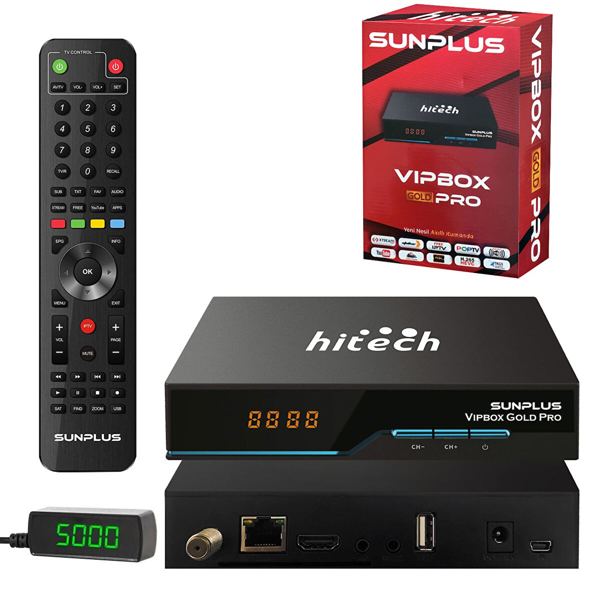 SUNPLUS VIPBOX GOLD PRO Kasalı Mini Uydu Alıcı Dijital 4K Dahili Wifi Iptv Youtube Ethernet Free Iptv