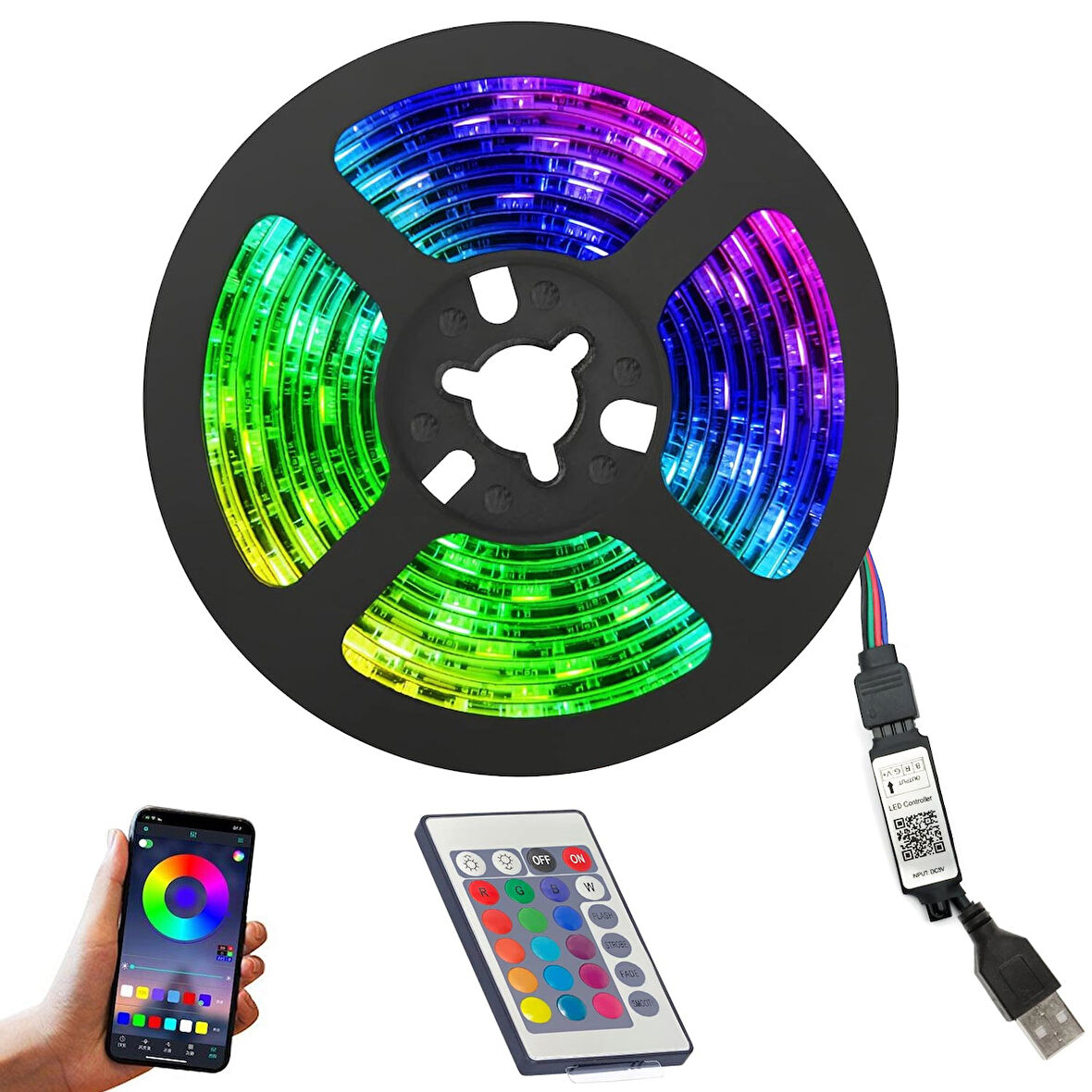 TELEVİZYON ARKASI RGB ŞERİT LED USB KUMANDALI 3 METRE APP KONTROL HIGHTEK HT-3261