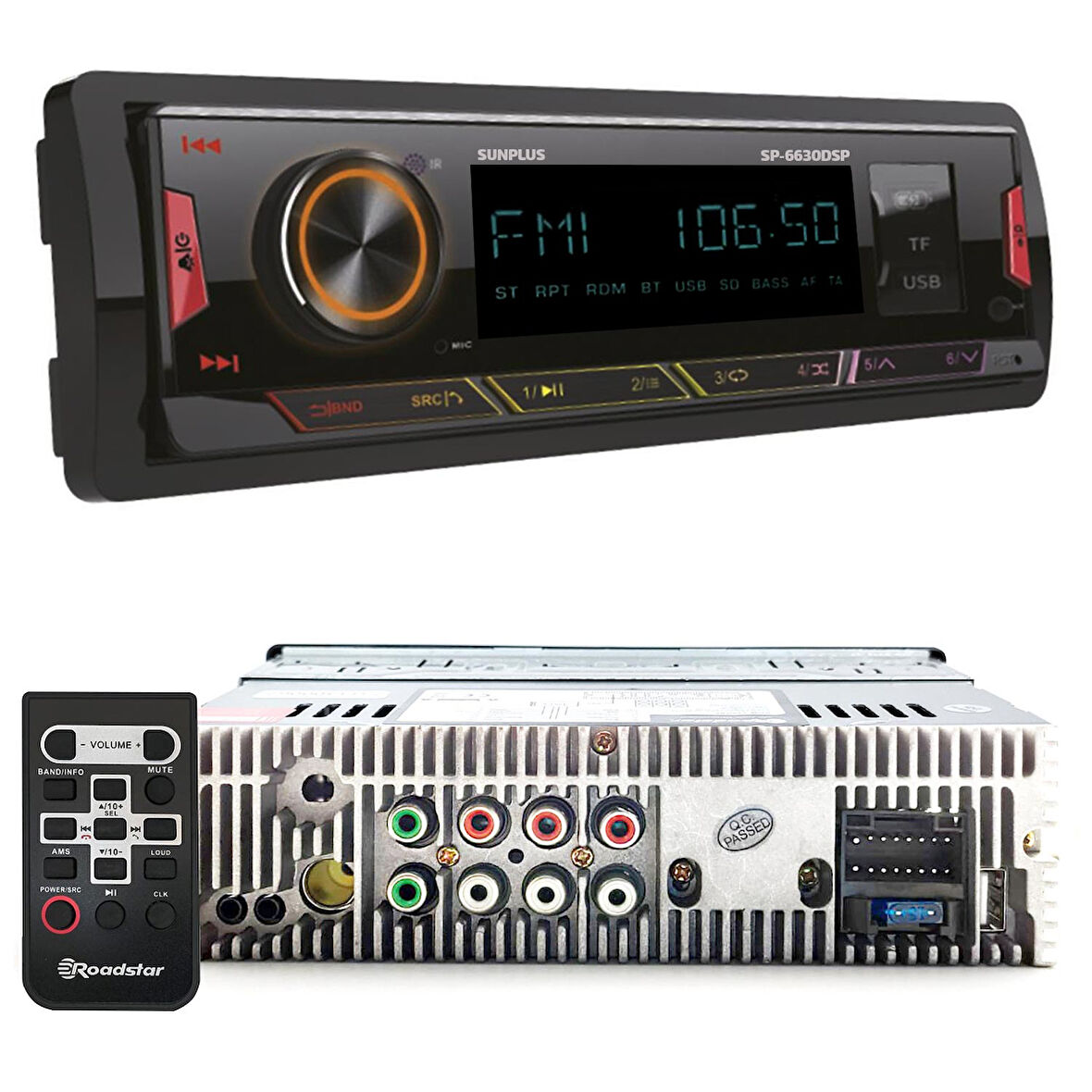 SUNPLUS SP-6630 DSP Oto Teyp 4X60 Watt Bluetooth Mobil Aplikasyon 2xUsb Sd Fm Aux