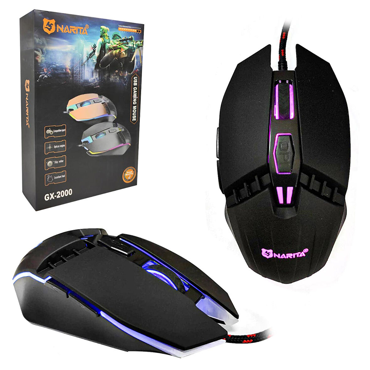 GX-2000 Kablolu Oyuncu Mouse 1600 Dpi Ledli