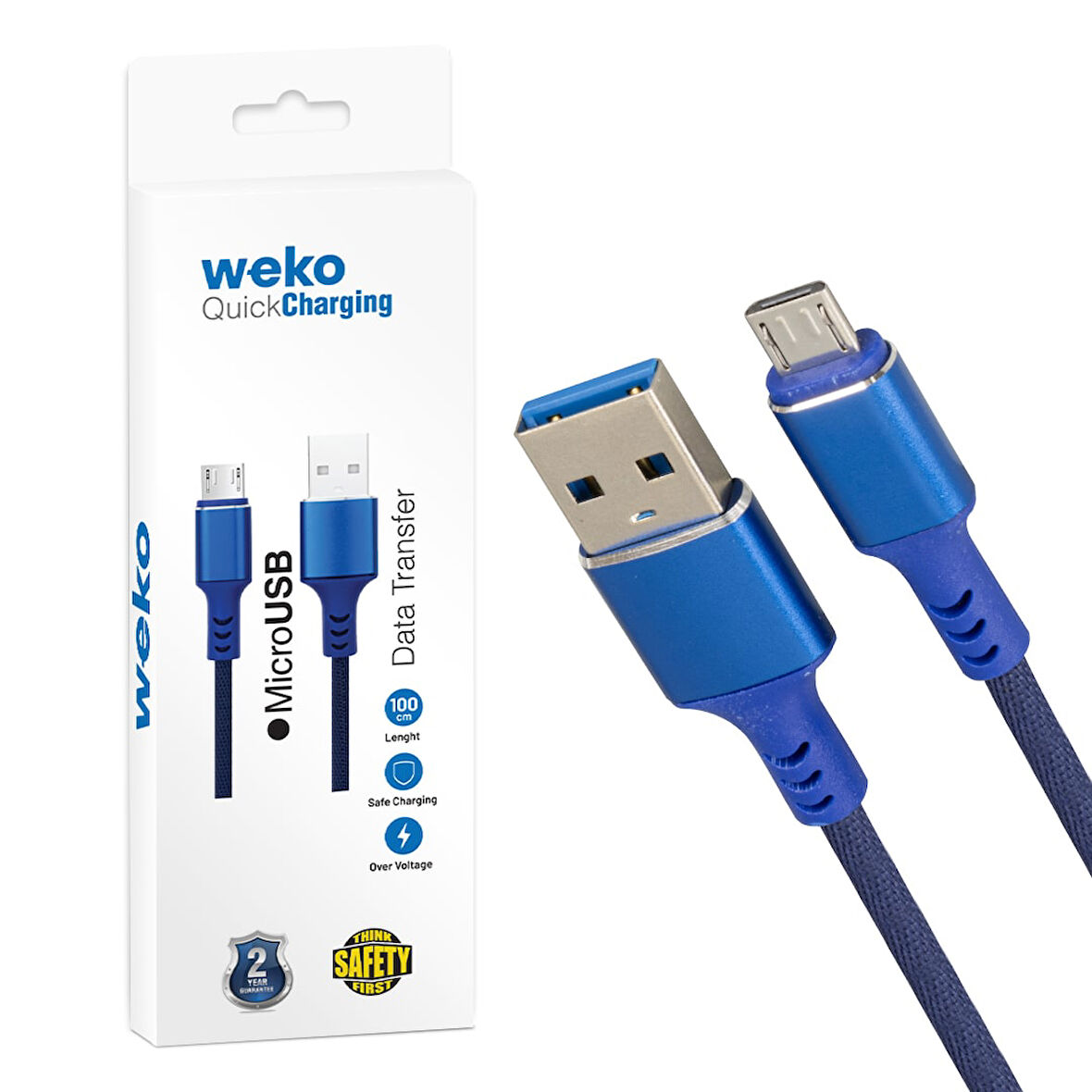 WK-22023 USB TO MICRO USB ÖRGÜLÜ LACİVERT 1 MT ŞARJ KABLOSU