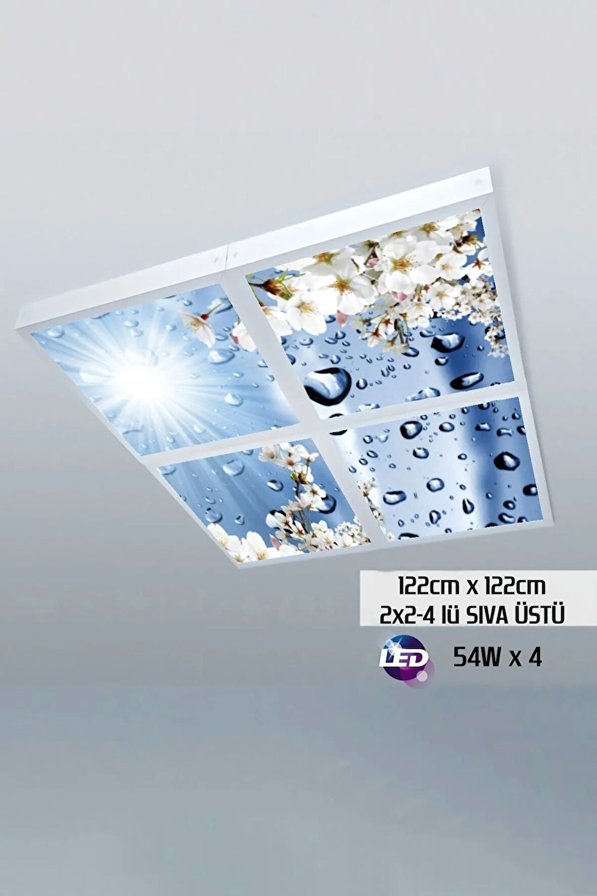124cm X 124cm-dörtlü- Led-sıva Üstü-216watt-tavan-led Aydınlatma-avize Modelleri-ışık