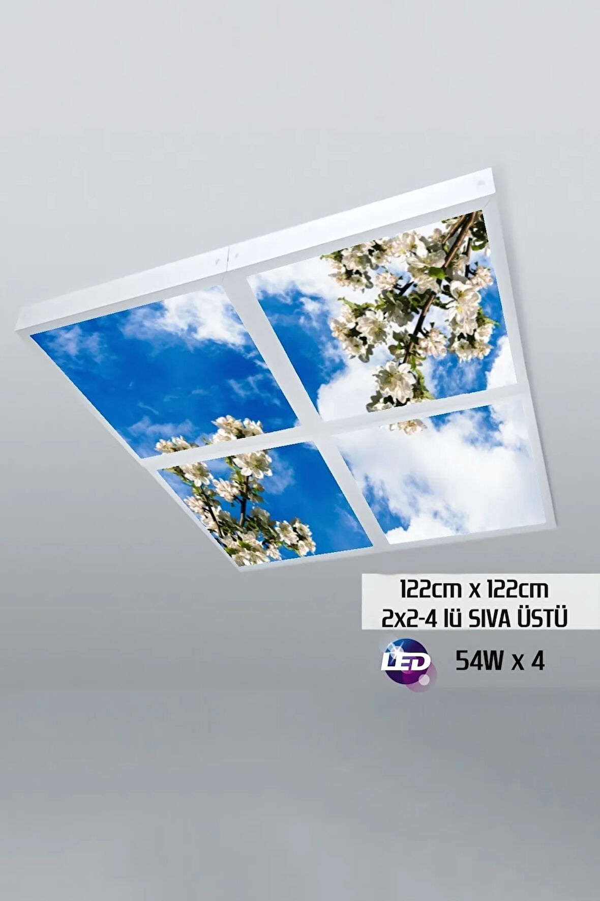 124cm X 124cm-dörtlü- Led-sıva Üstü-216watt-kuaför Tavan-led Aydınlatma-avize Modelleri