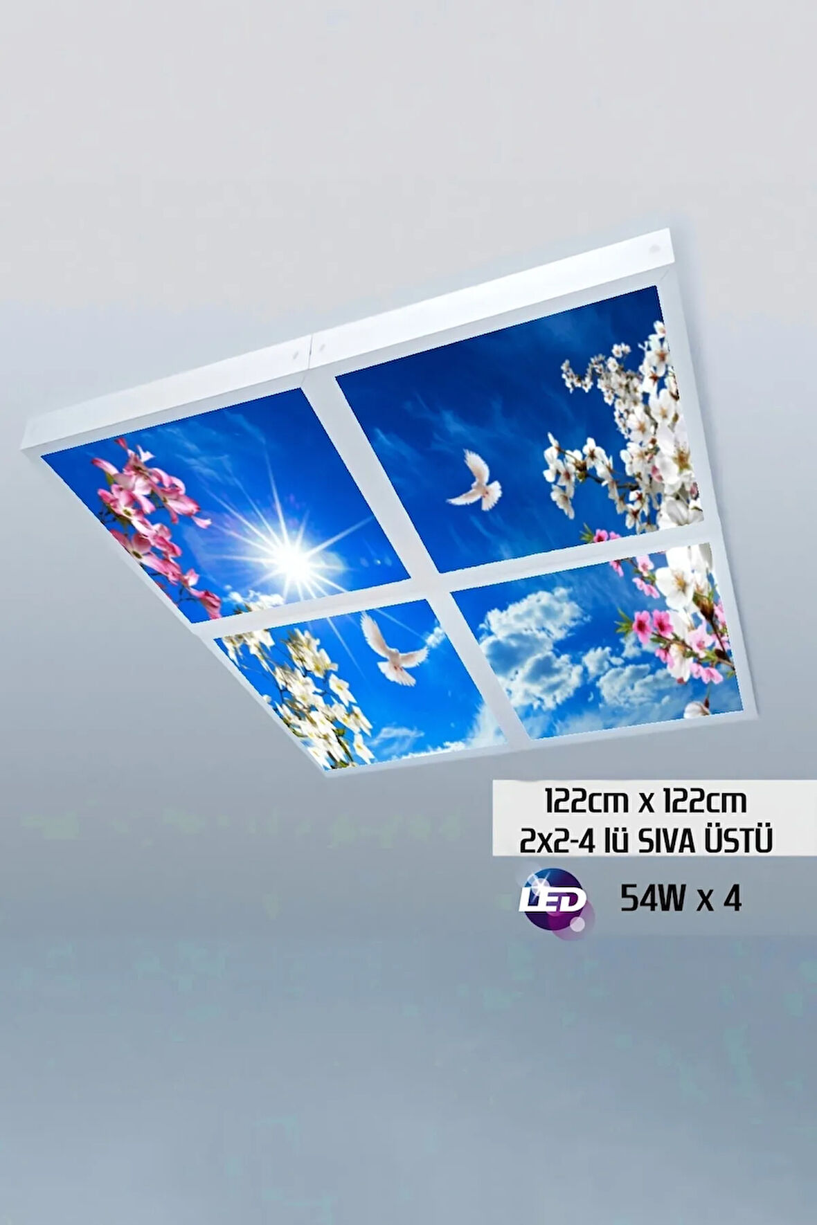 124cm X 124cm-dörtlü- Led-sıva Üstü-216watt-salon Tavan-led Aydınlatma-avize Modelleri