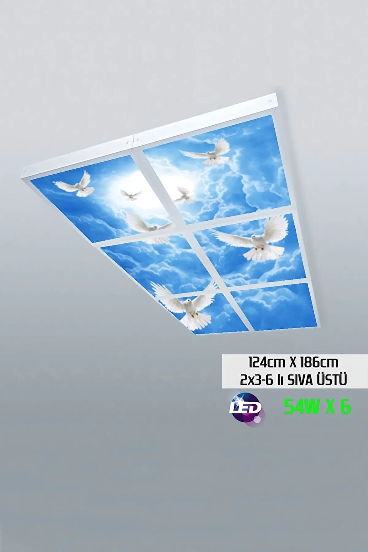 124cm X 186cm-altılı- Led-sıva Üstü-324 Watt-iş Yeri Led Aydınlatma-avize Modelleri