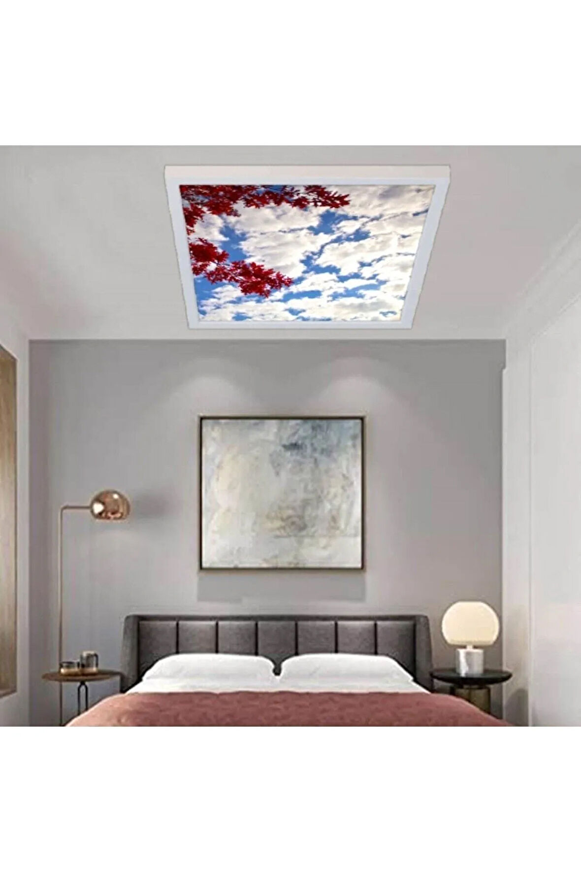 60watt Yatak Odası Ledli Avize-60cm X 60cm Kare Aydınlatma- Tavana Yapışık Model-kolay Montaj Avize