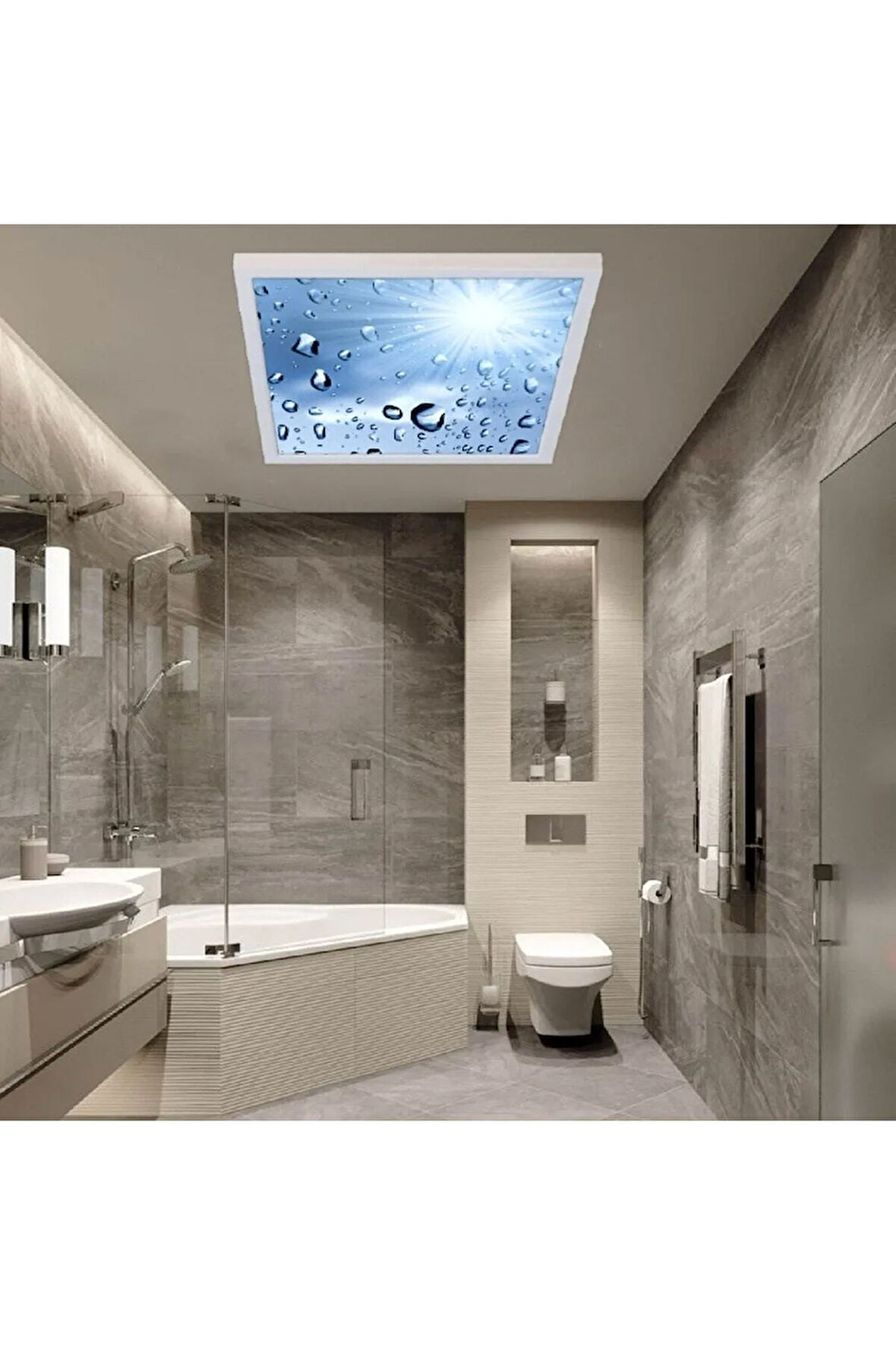 3 Yıl Garantili Avize -60watt-60x60 -led Banyo Tasarım Aydınlatma- Tavana Yapışık-kolay Montaj Avize