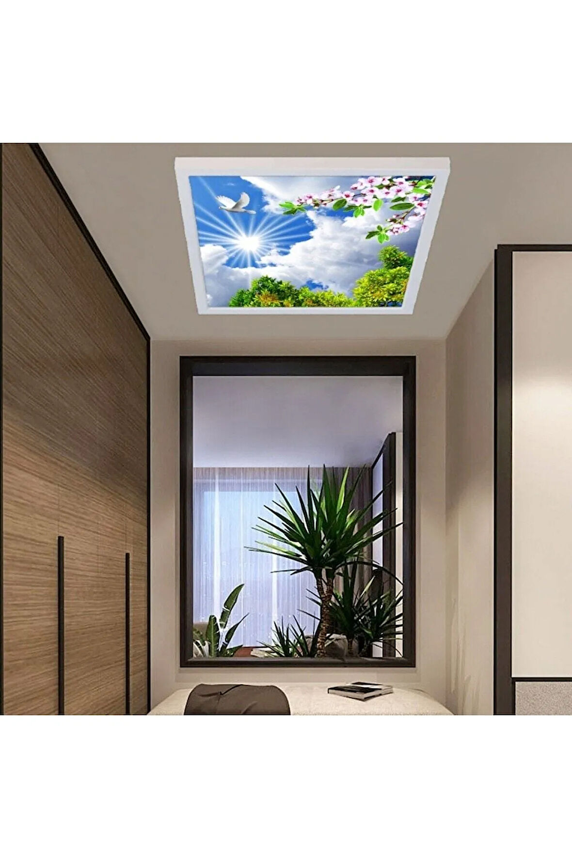 Uv Baskı 60watt-kare 60x60 -led Ev Avize- Yeni Nesil Aydınlatma- Tavana Yapışık-kolay Montaj Avize