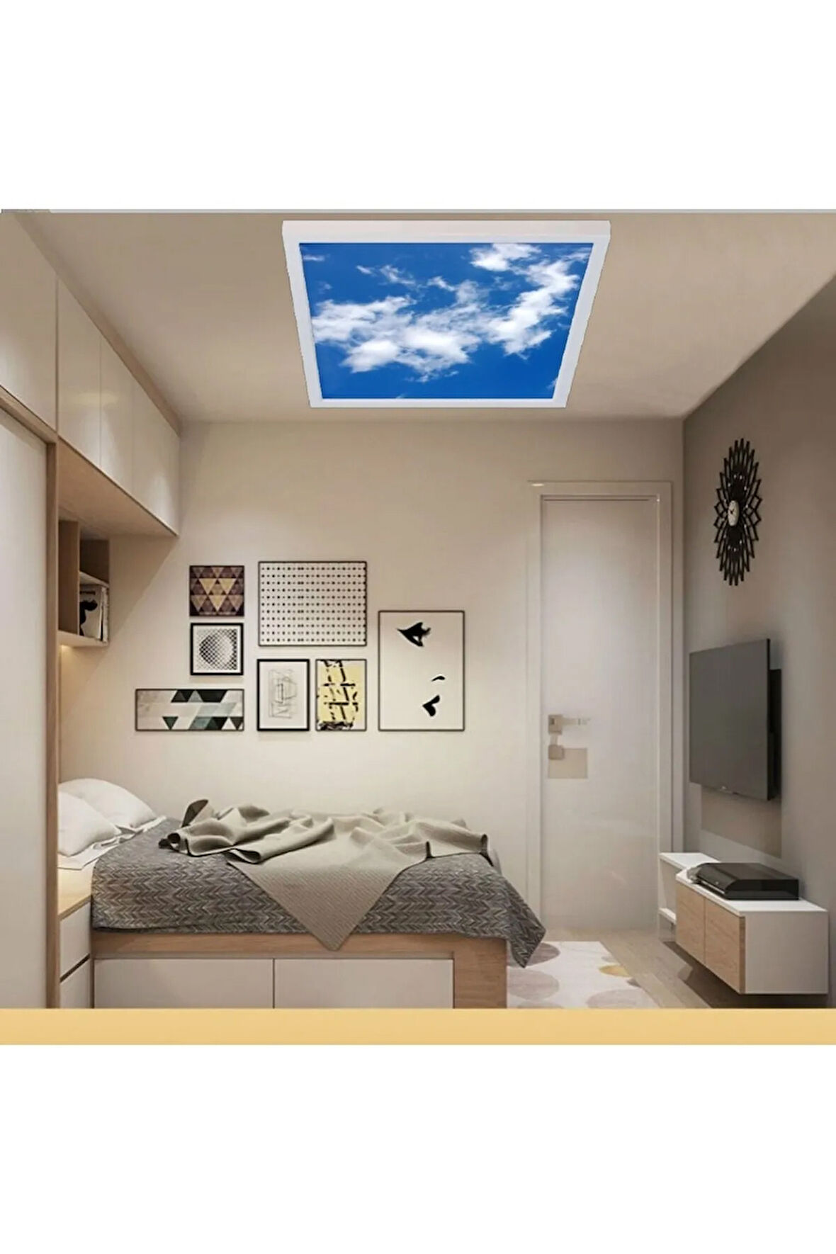 Modern Yeni Nesil 60x60 Ledli-tavan Avize-bulutlu Gökyüzü-54watt-tavana Yapışık Lamba-salon Avize-uv