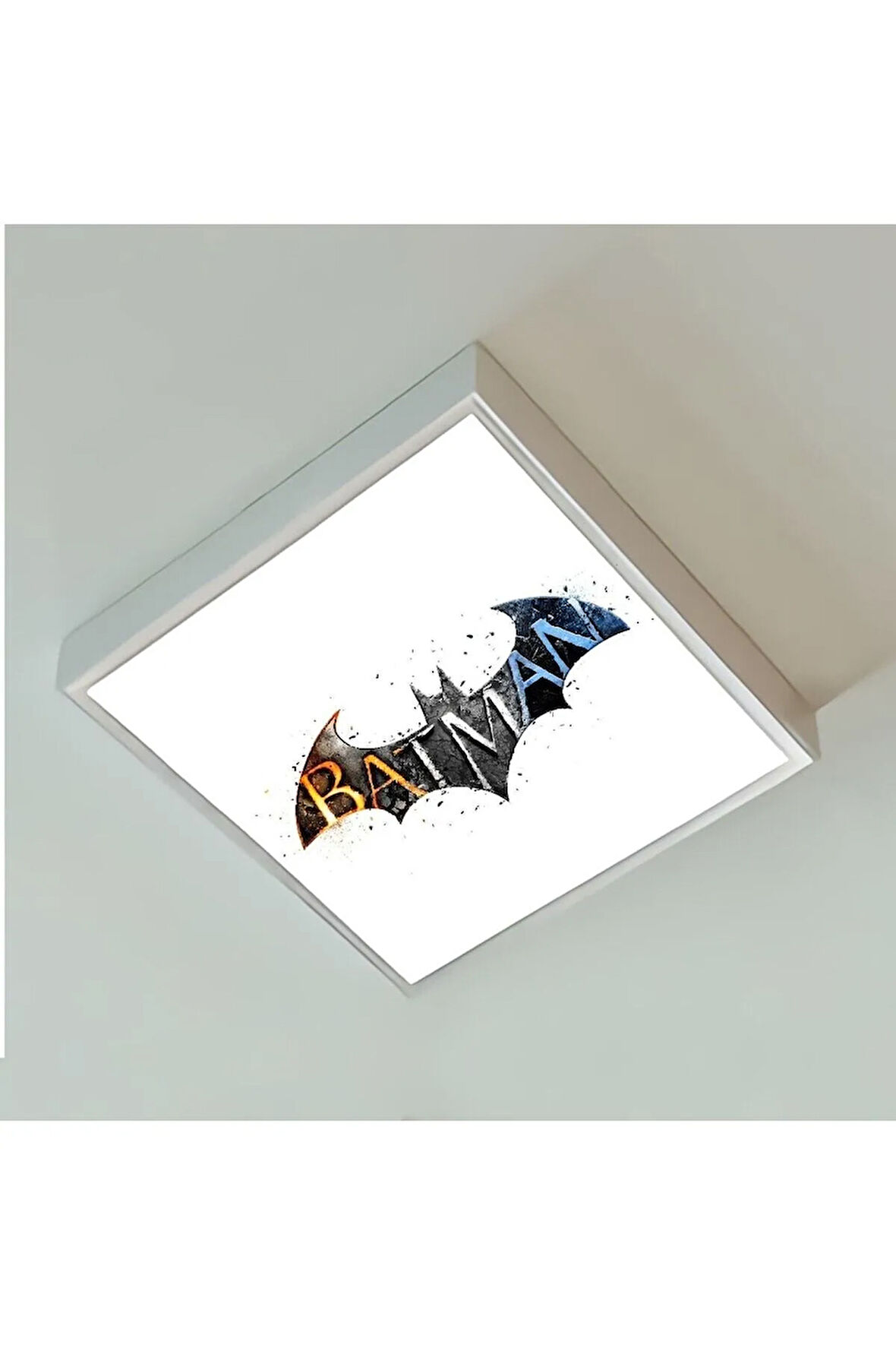 Batman-çocuk Avize-lamp 60x60 Baskılı Led Avize- Beyaz Çerçeve-led Işık-kolay Montaj-60w