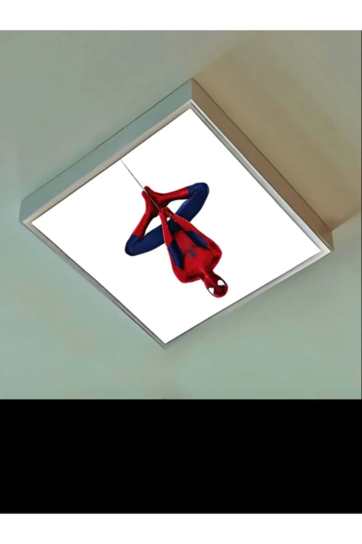 Spiderman Çocuk Avize-lamp 60w Güçlü Aydınlatma-60x60 Beyaz Kare Çerçeve