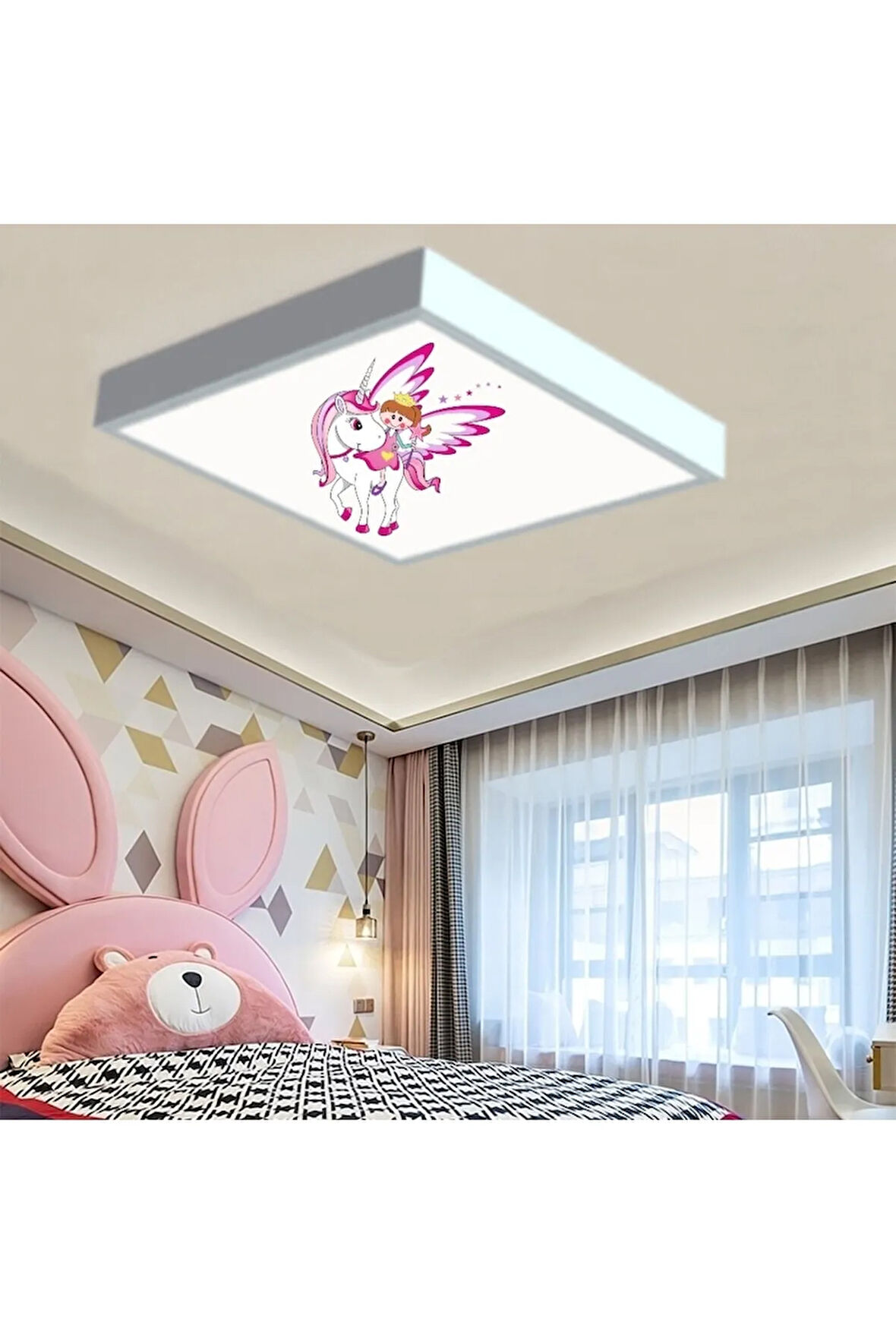 Unicorn Melek Çocuk Odası Led Avize 60x60cm