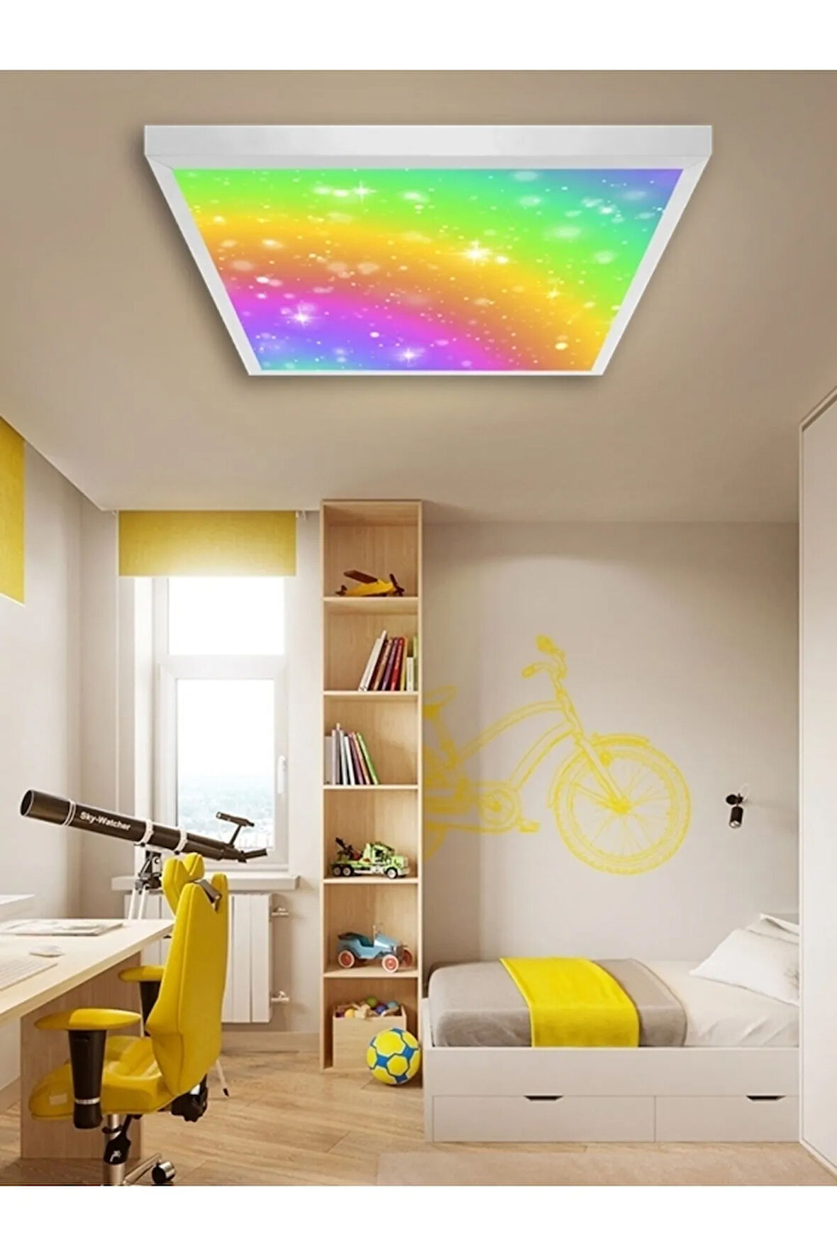 Gökkuşağı Led Avize-60cmx 60xm Büyük Kare-1.5kg Hafif- 54w Güçlü Işık 30m2 Alan Aydınlatır-trendyol