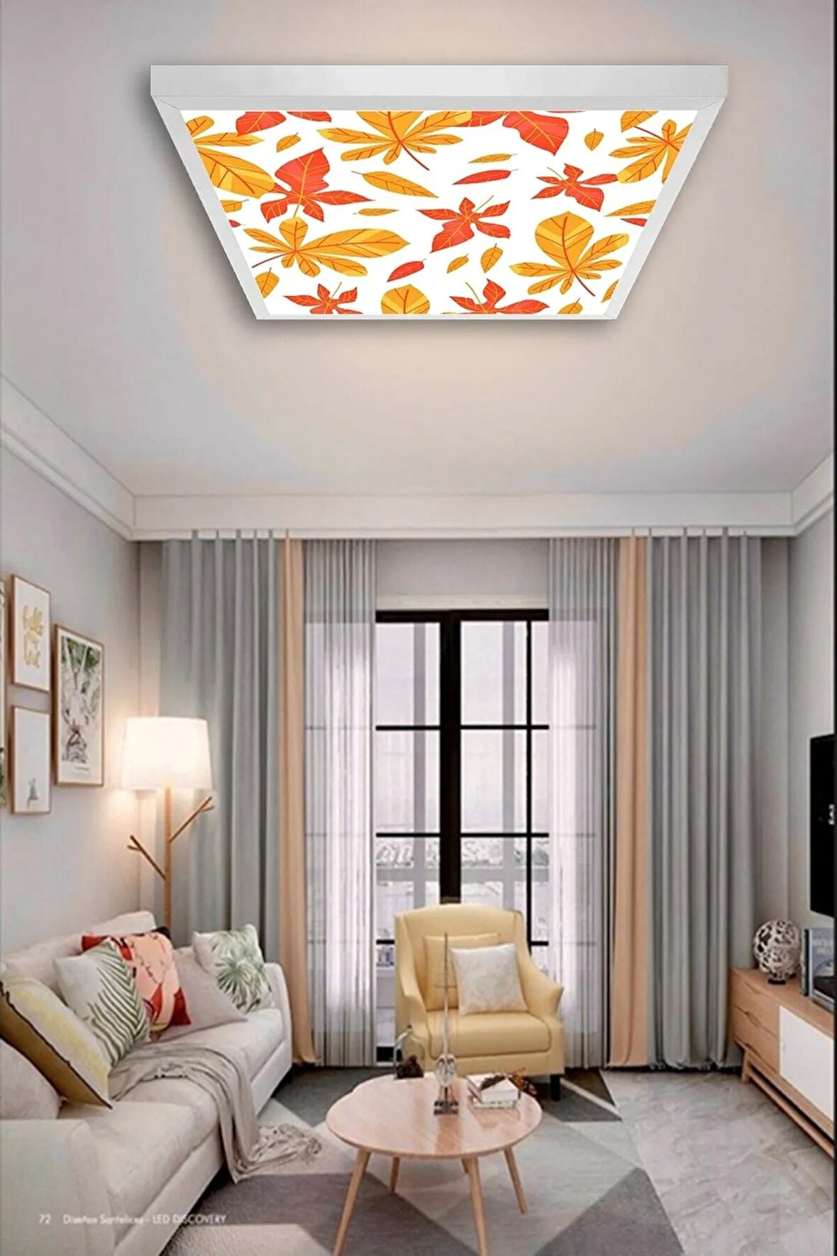 Living Room Chandelier-autumn Leaves-60cmx60cm-54w Led-square-led Lamp-new Chandelier-new Light