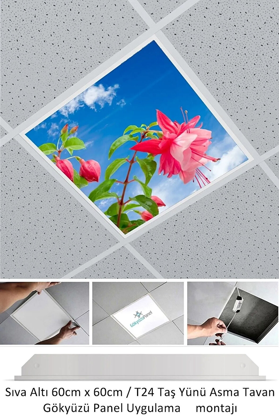 Asma Tavan-60cmx60cm-sıva Altı-54w-6500k-beyaz-led Panel-led Armatür-taş Yünü Asma Tavan-hastane Led