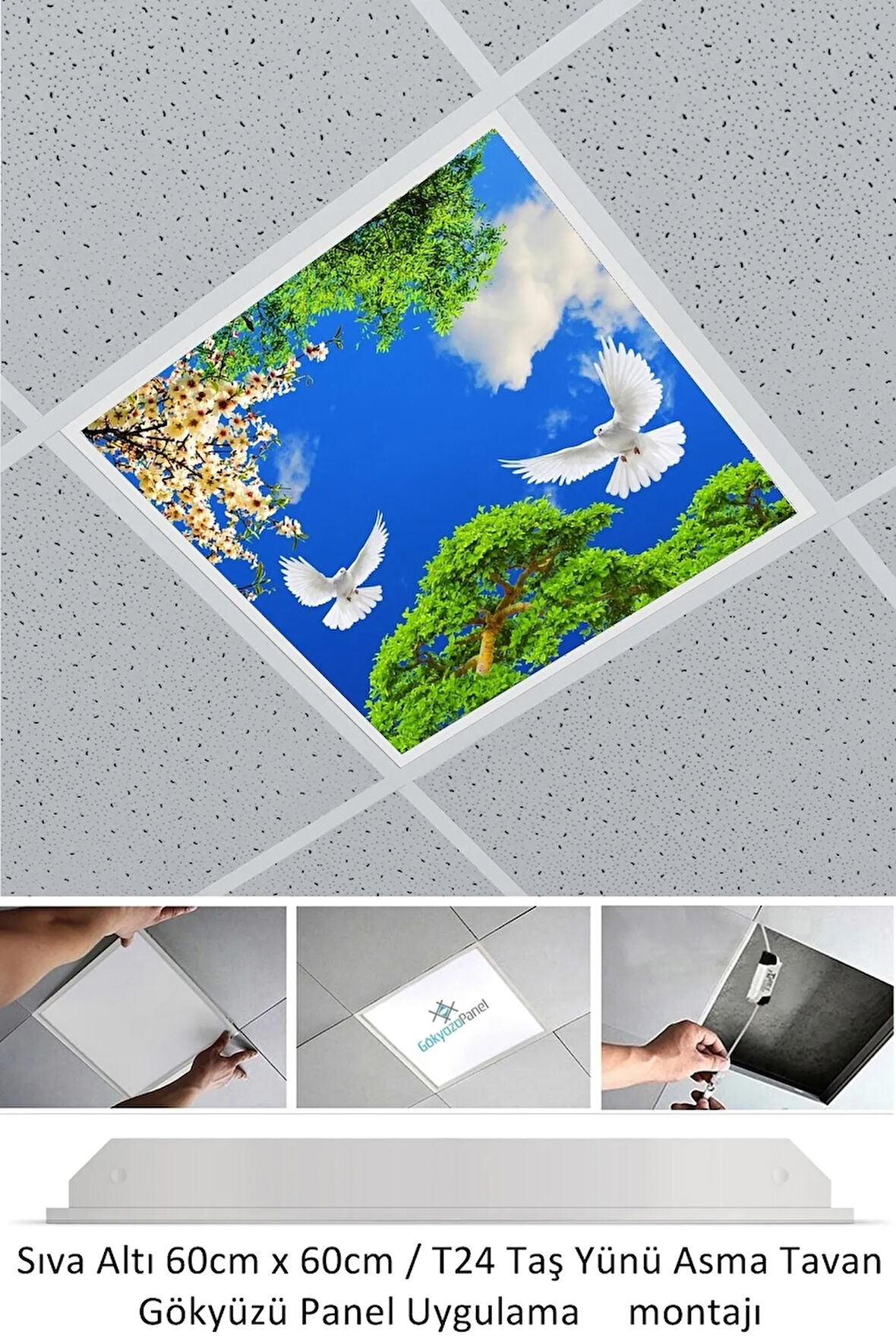 Asma Tavan-60cmx60cm-sıva Altı-54w-6500k-beyaz-led Panel-led Armatür- 60x60 Taş Yünü Asma Tavan -led