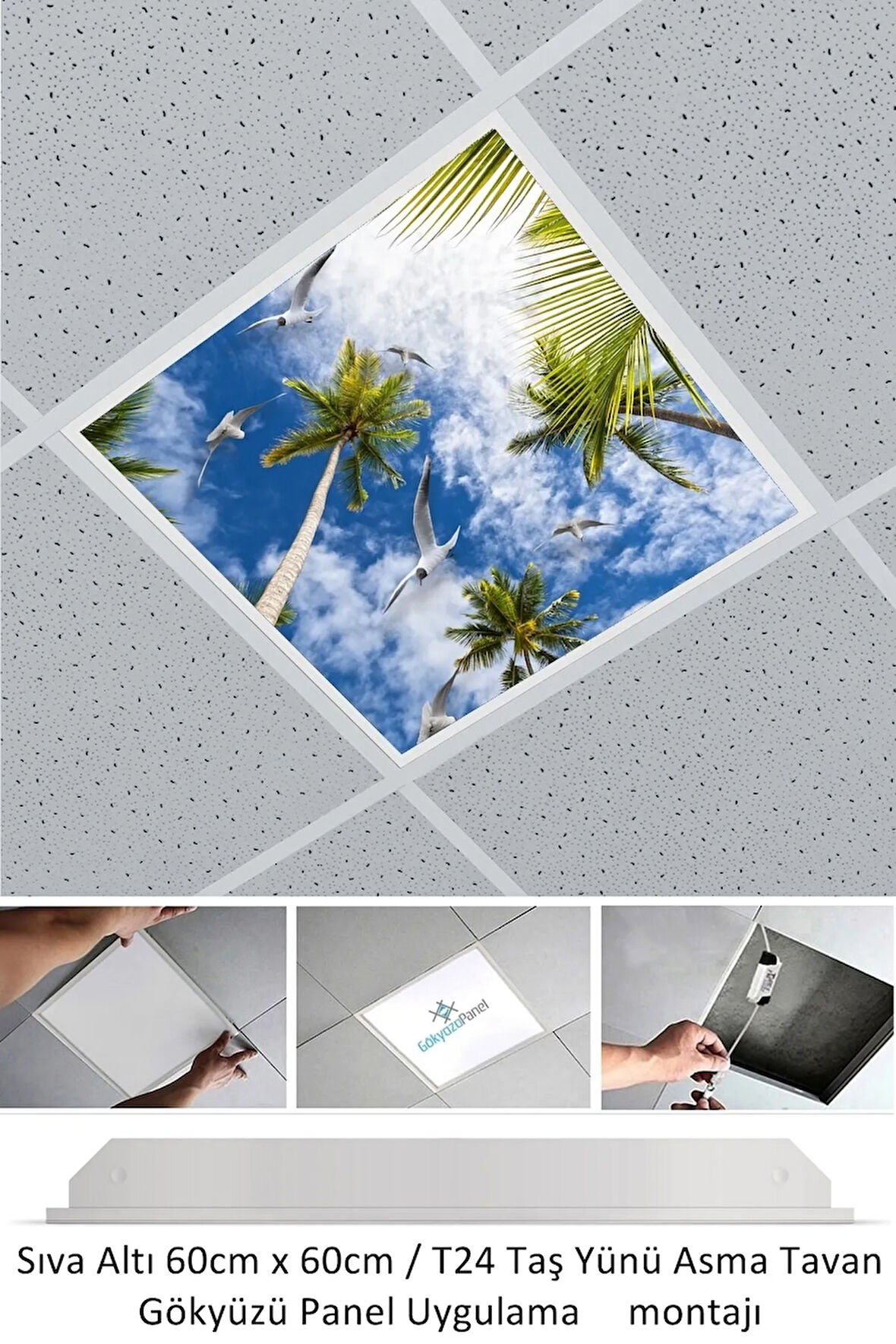 Asma Tavan-60cmx60cm-sıva Altı-54w-6500k-beyaz-led Panel-led Armatür- 60x60 Taş Yünü Asma Tavan Ledi