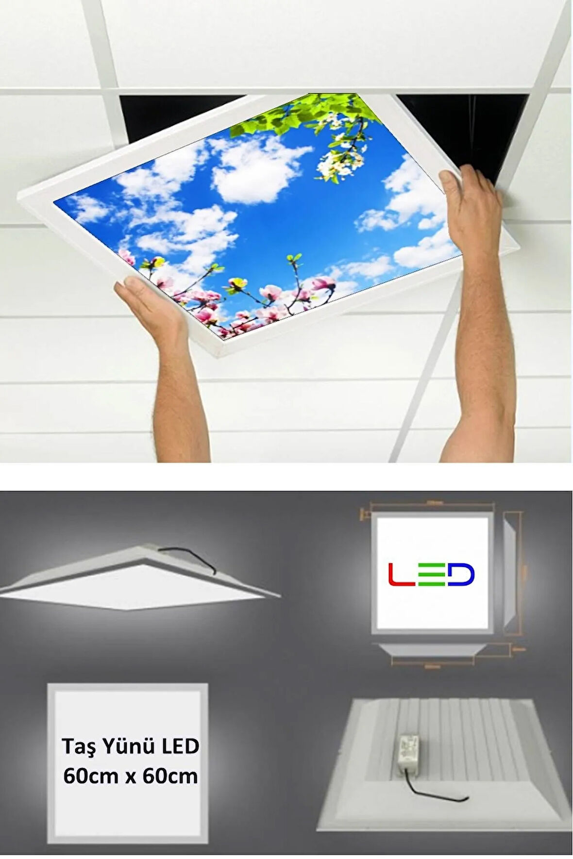 Asma Tavan Led-60cmx60cm-sıva Altı-54w-6500k-led Panel-led Armatür- 60x60 Taş Yünü Asma Tavan Ledi