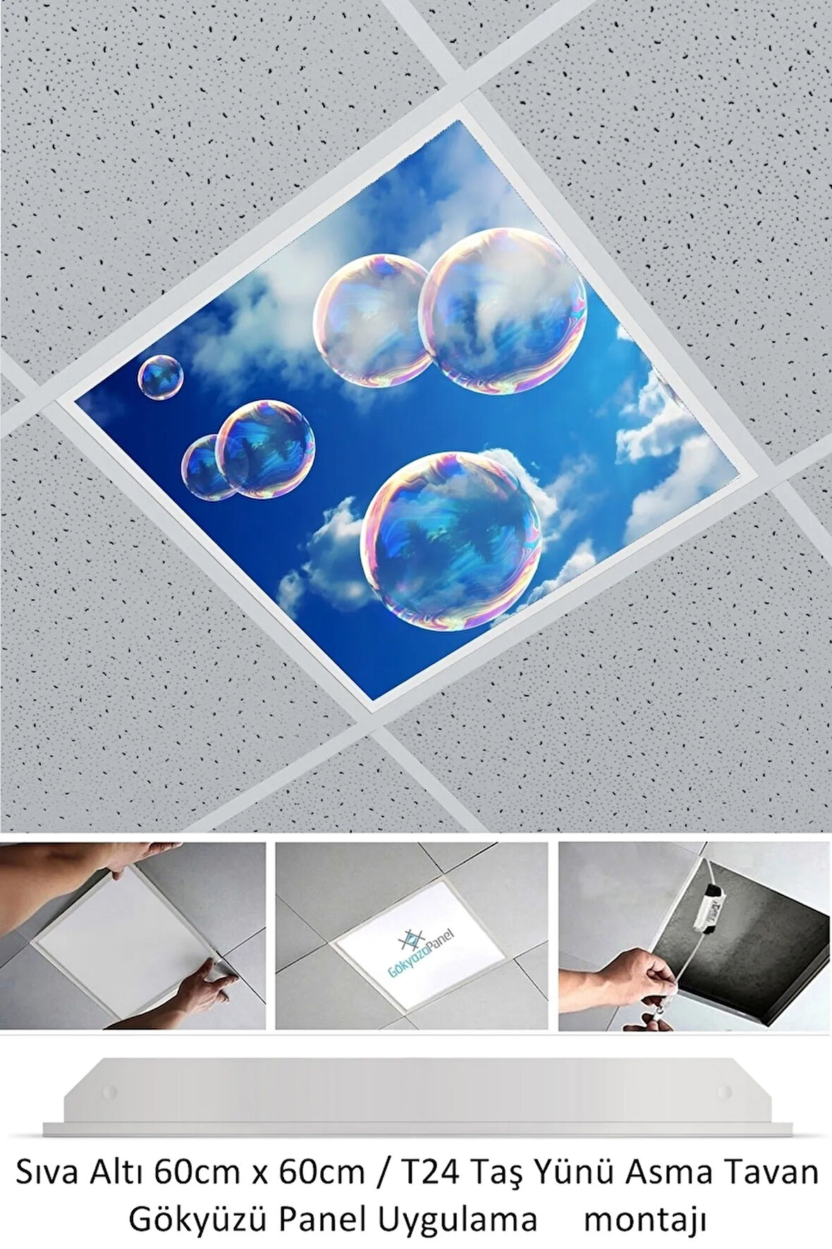 Asma Tavan Led-60cmx60cm-sıva Altı-54w-6500k-led Panel-led Armatür- 60x60 Taş Yünü Asma Tavan Ledi