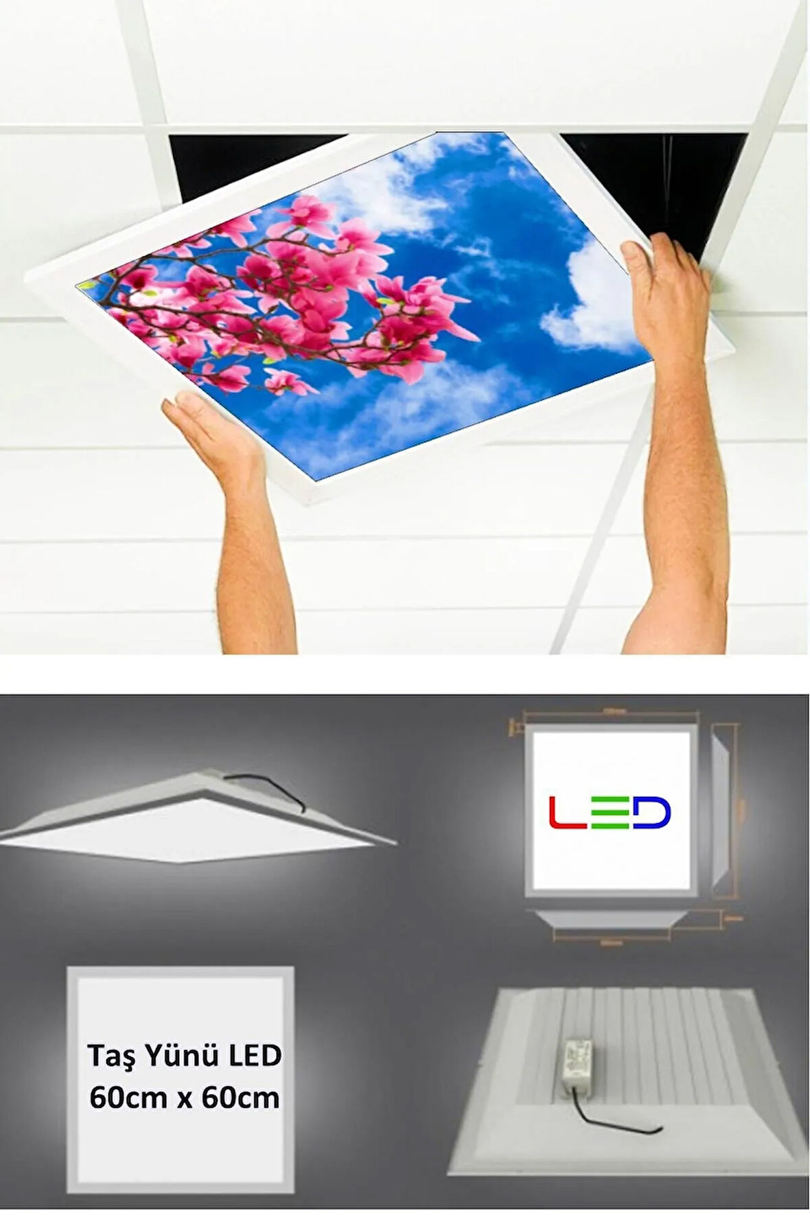 Asma Tavan Led-60cmx60cm-sıva Altı-54w-6500k-led Panel-led Armatür-60x60 Taş Yünü Asma Tavan Ledi-a+