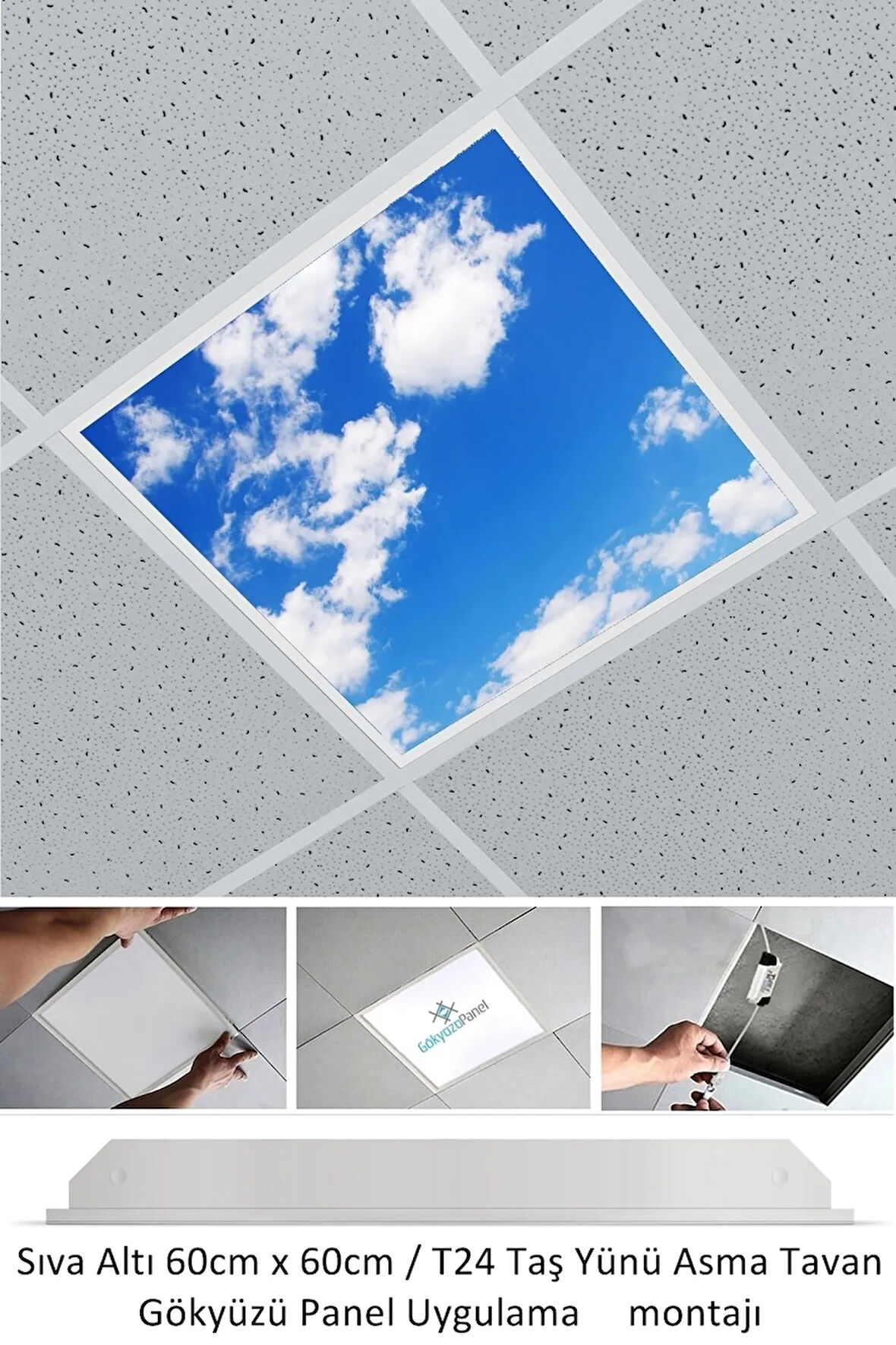 Asma Tavan Led-60cmx60cm-sıva Altı-54w-6500k-led Panel-led Armatür-60x60 Taş Yünü Asma Tavan Ledi-a+