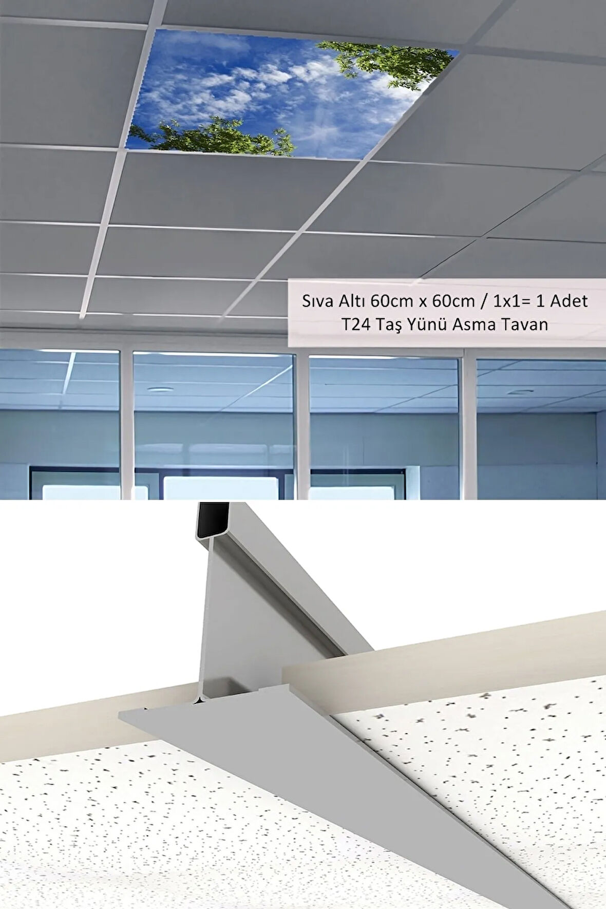 Led Armatür-60cmx60cm-asma Tavan Led-sıva Altı-54w-beyaz-led Panel-60x60 Taş Yünü Asma Tavan Ledi-a+