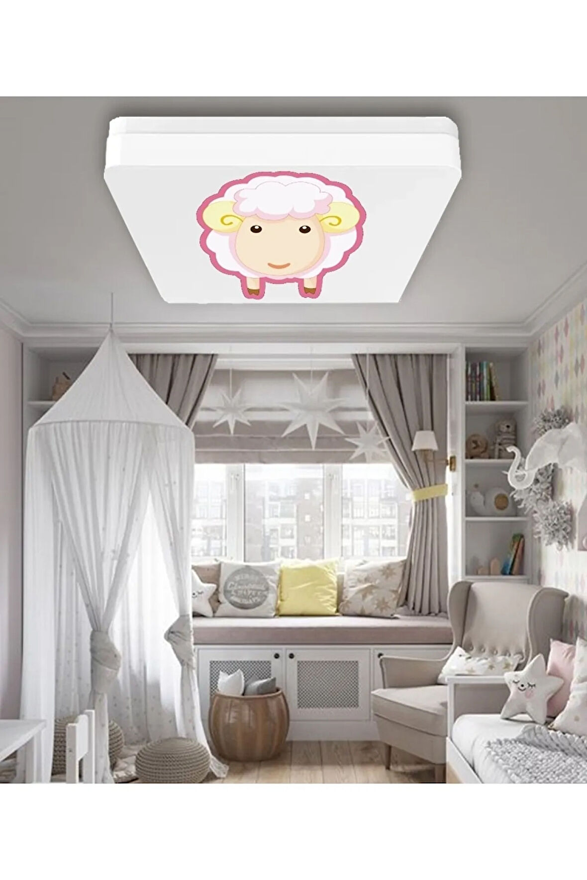 Lüks Çocuk Odası Avize 25watt-30cm X 30cm Lüks Led Aydınlatma, Küçük Koyun, Çocuk Avize Modelleri