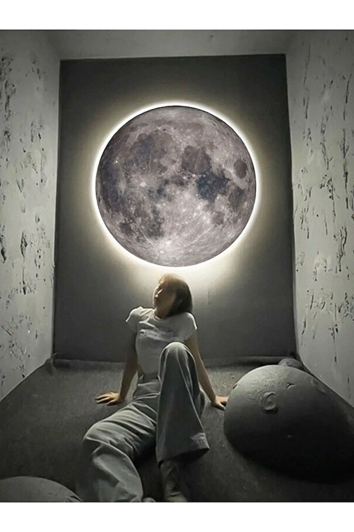 Moon,led Aplik,30cm Çap Led 25watt, Modern,duvar Aplik,led, Yatak Odası Aplik,yatak Başı Aplik, New