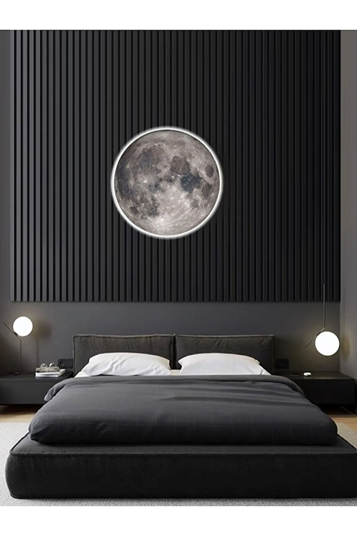 Moon,led Aplik,30cm Çap Led 25watt, Modern,duvar Aplik,led, Yatak Odası Aplik,yatak Başı Aplik, New