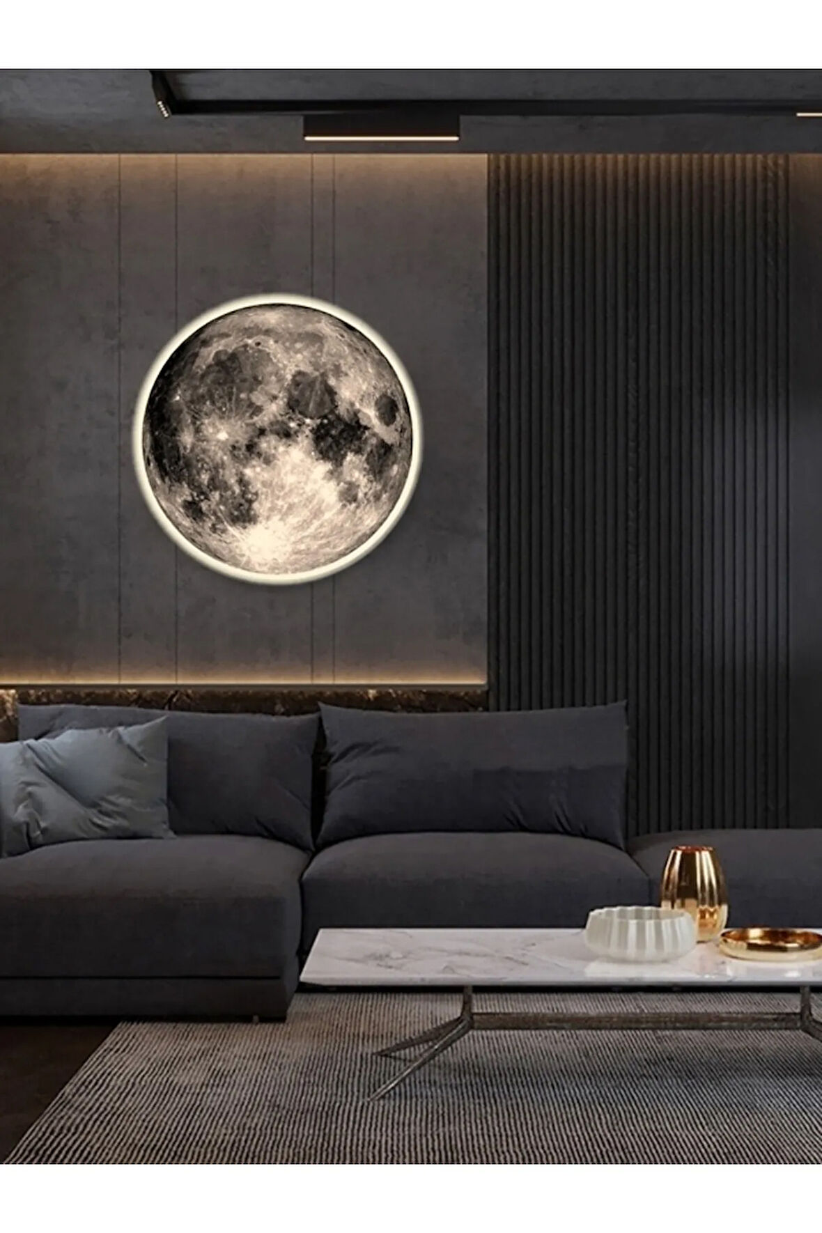 Moon Art, Modern Aplik, 30cm Çap,led 25watt, Led Duvar Aplikleri, Yatak Odası Aplik,yatak Başı Aplik