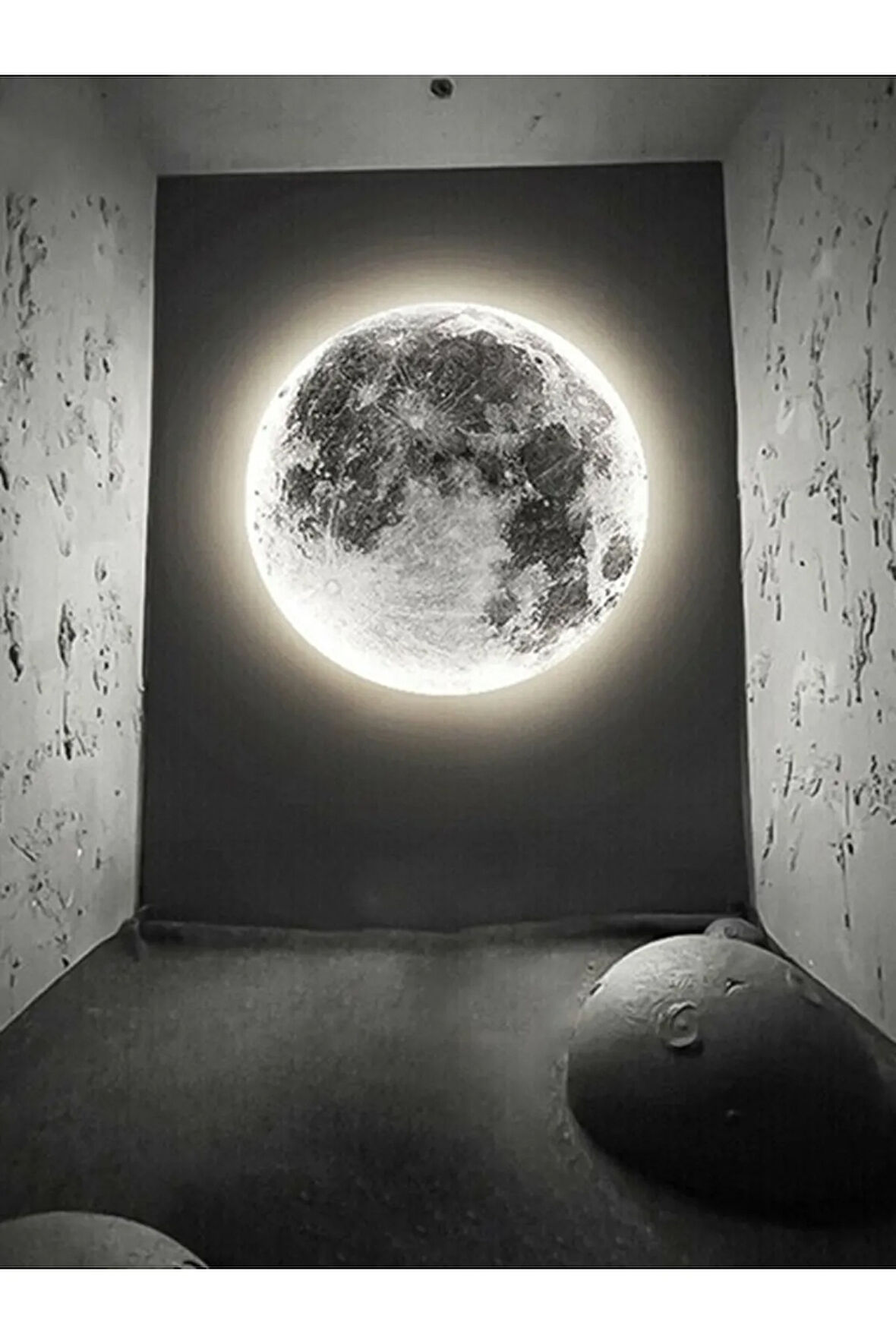Moon Led Aplik 30cm Çap 25watt Led, Ay Led Duvar Lambası, Uv Baskı Modern Led Aplik