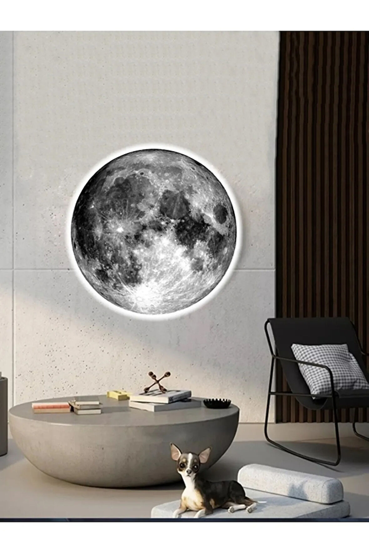 Moon Led Aplik 30 Cm Çap 25watt, Duvar Ay Tablosu Uv Baskı Led Aplik