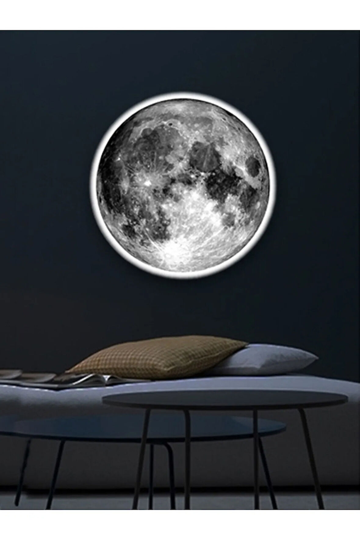Moon Led Aplik, 30cm Çap, Led 25watt, Modern, Duvar Aplik, Yatak Odası Aplik, Duvar Lambası, New Art