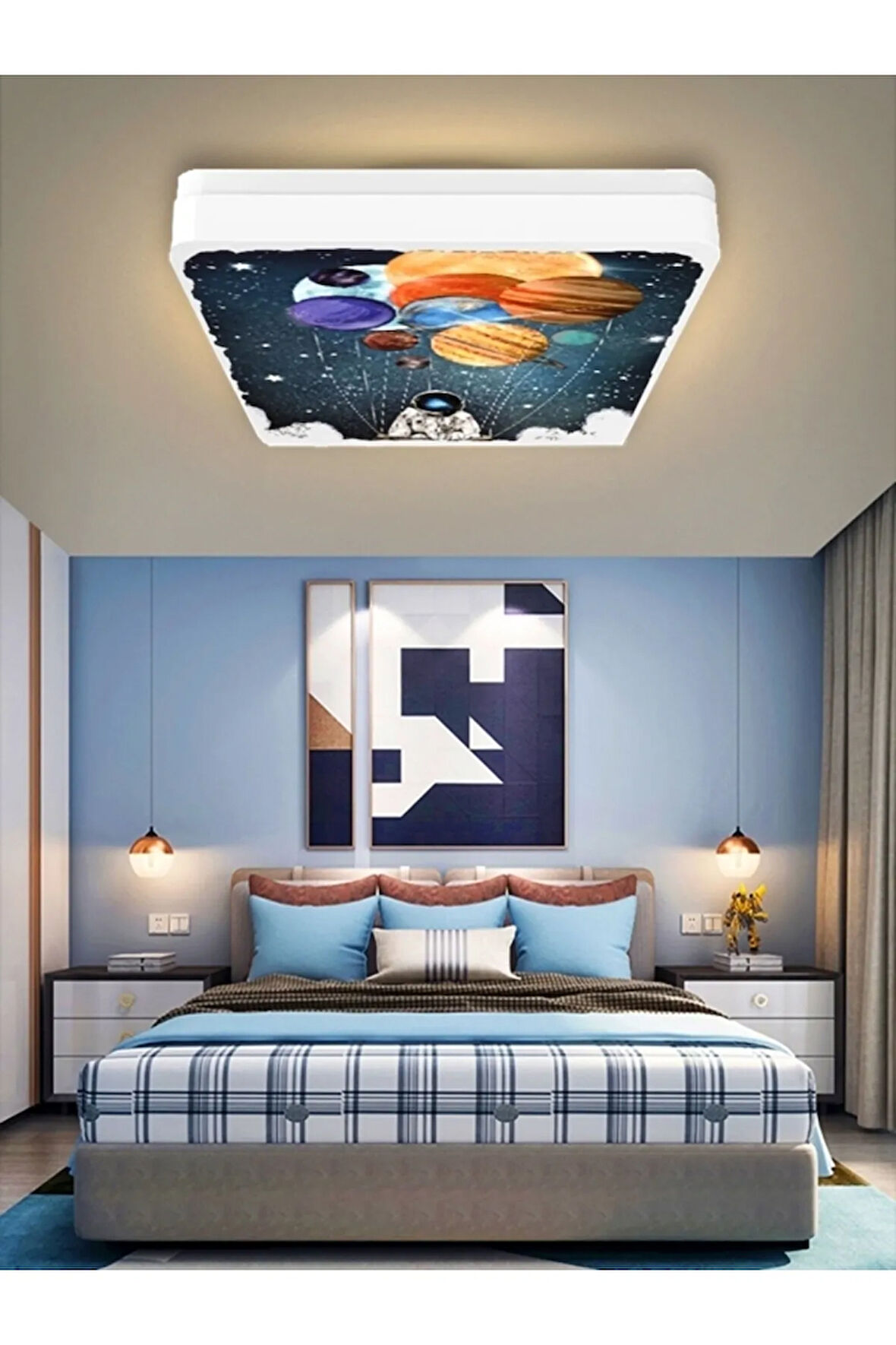 Space-astronot Avize-led Avize-25watt-30cm X 30cm, Çocuk Odası Avize, Avize Modelleri